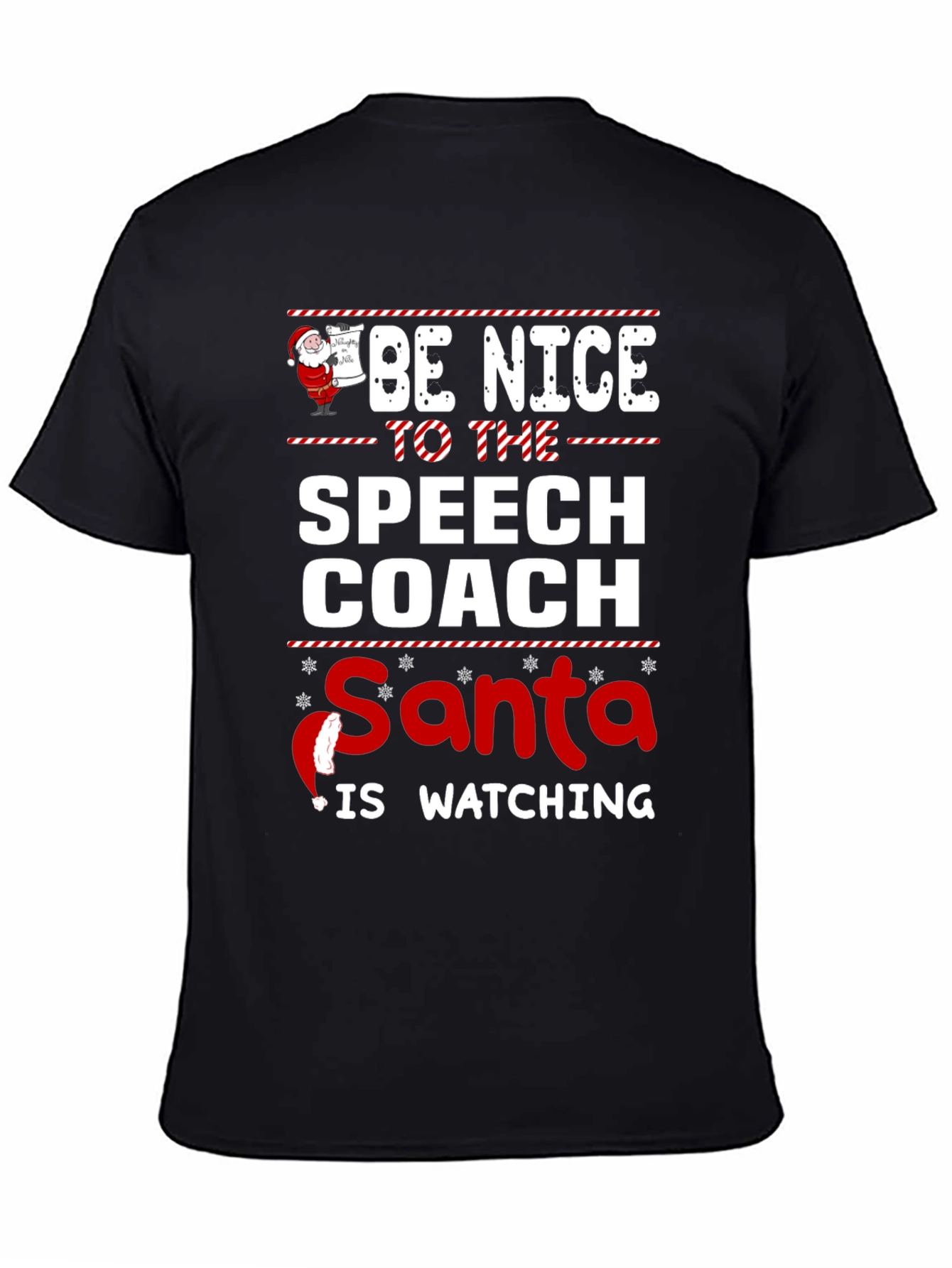Funny Speech Coach Santa Watching Christmas T-Shirt