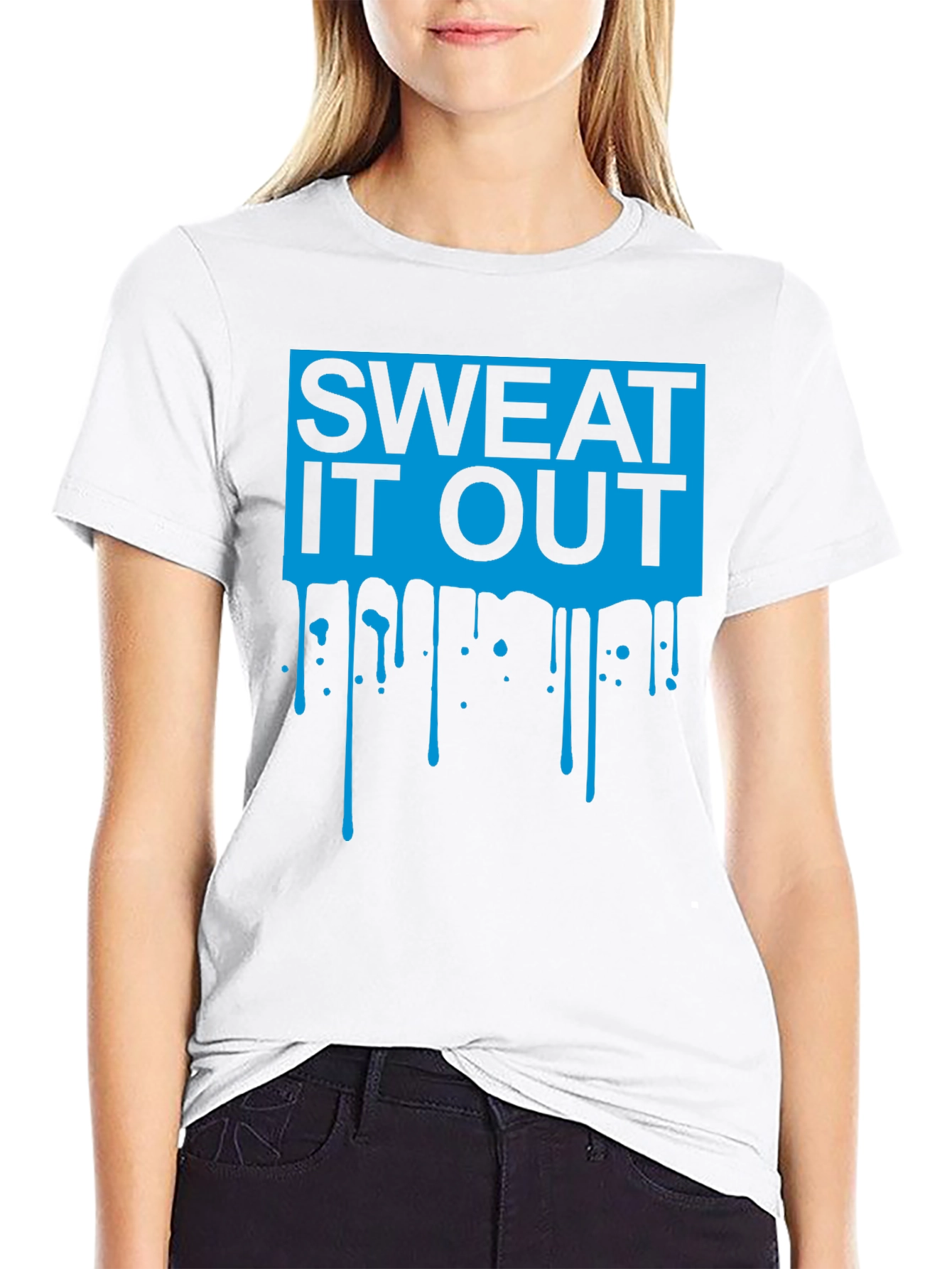 Sweat It Out Graphic Tee - Black Cotton Blend