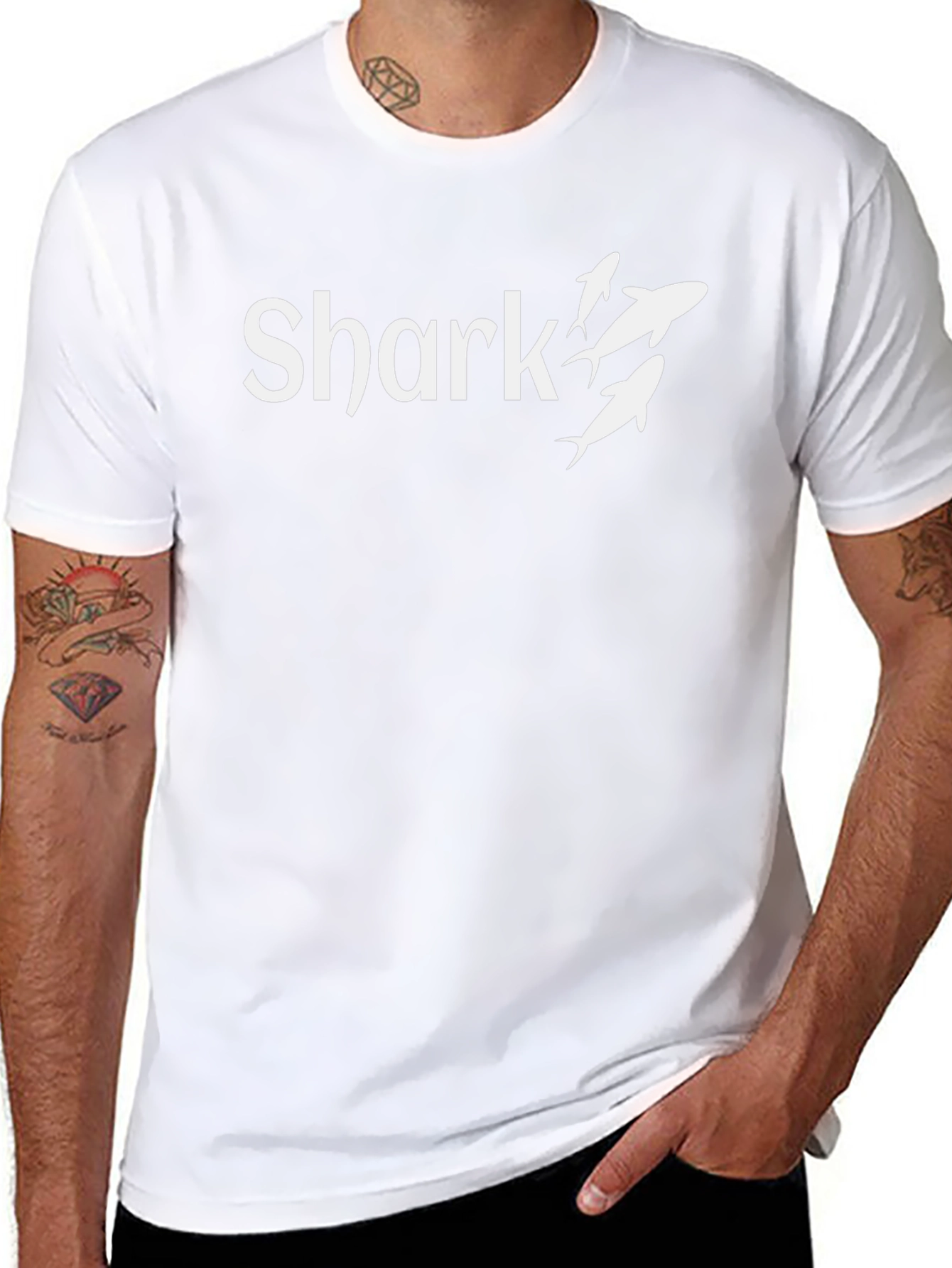 Shark Graphic Print Black T-Shirt for Men