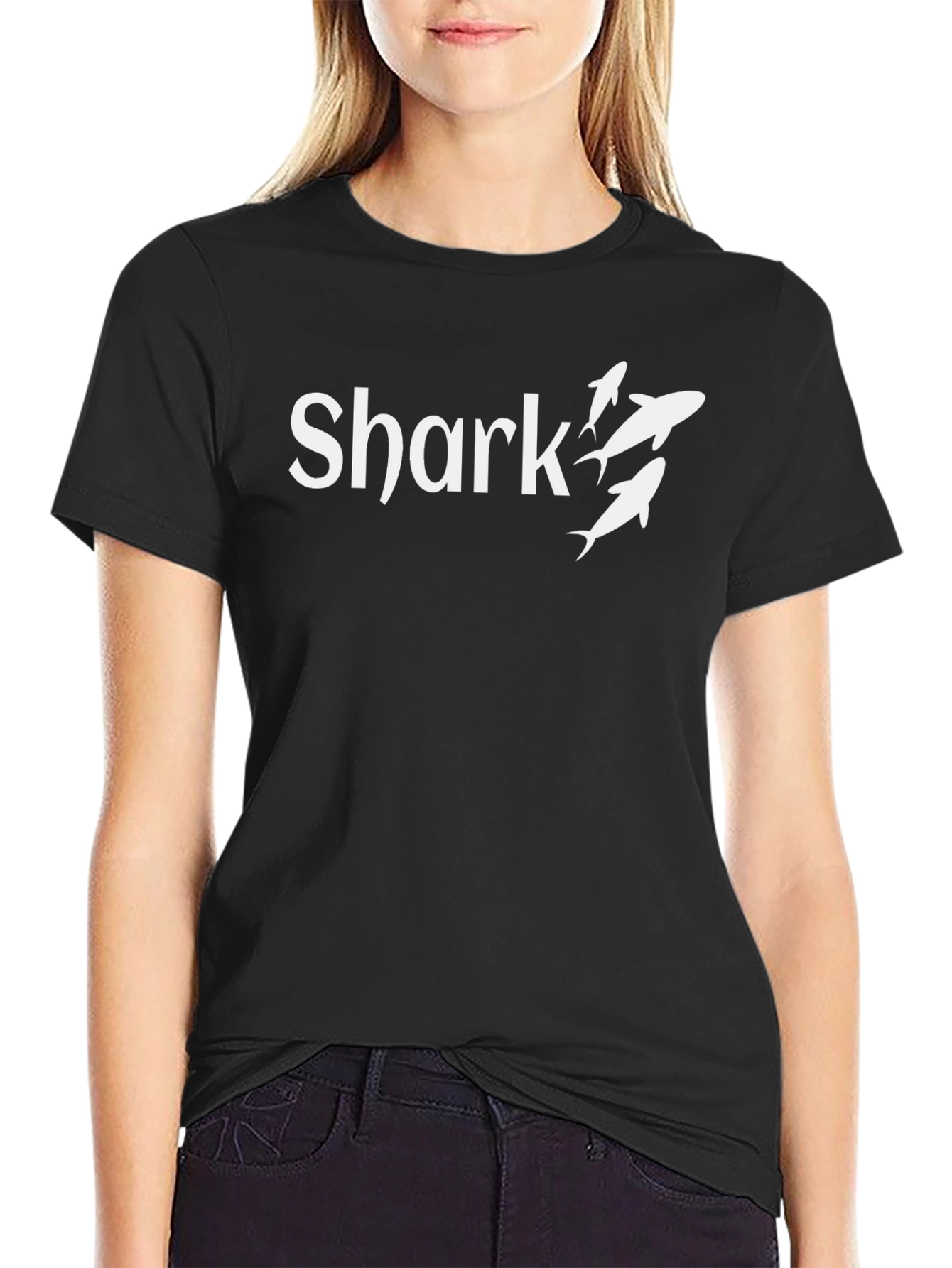 Shark Graphic Print Black T-Shirt for Men