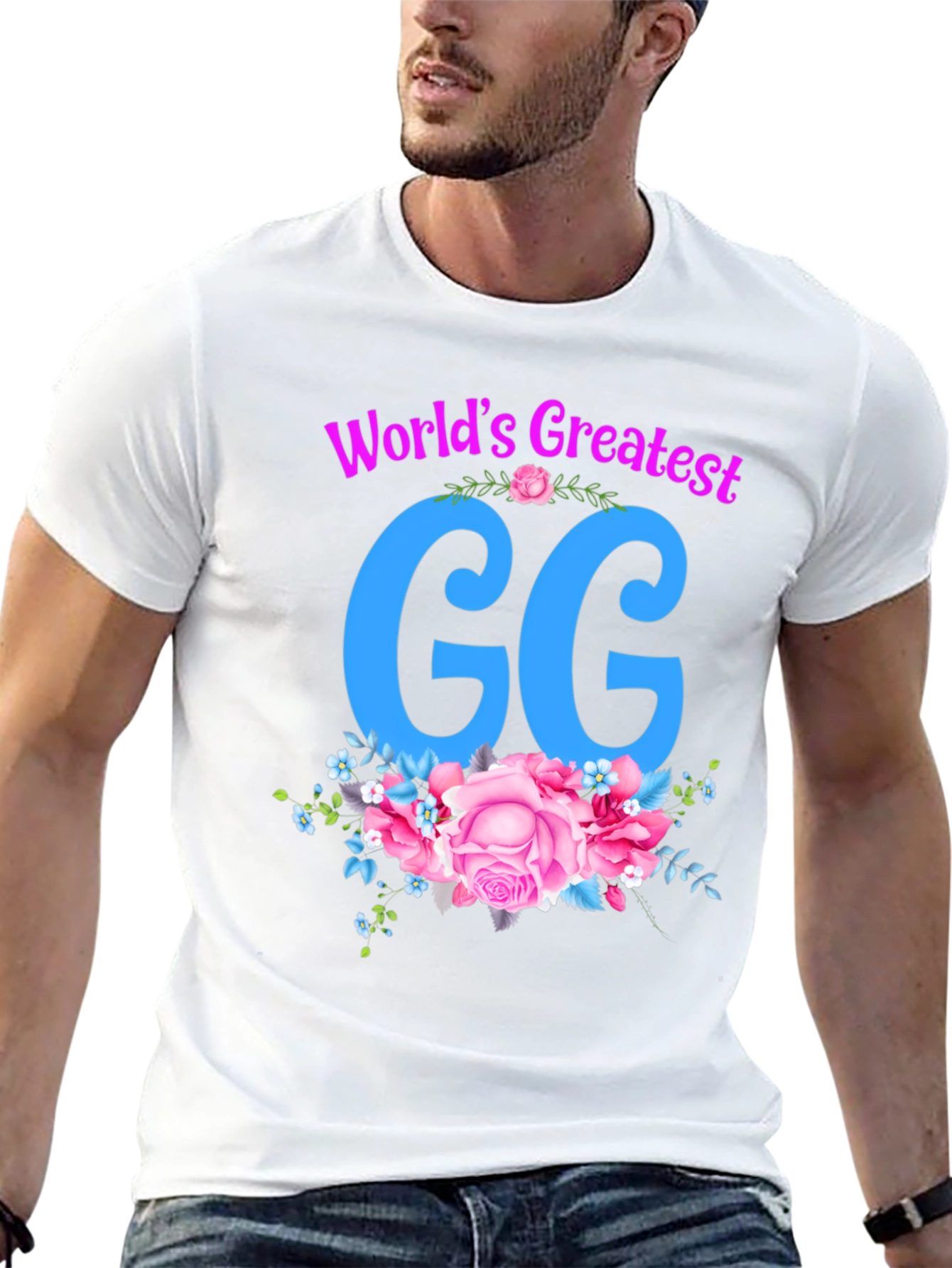 Worlds Greatest GG T-Shirt - Floral Design