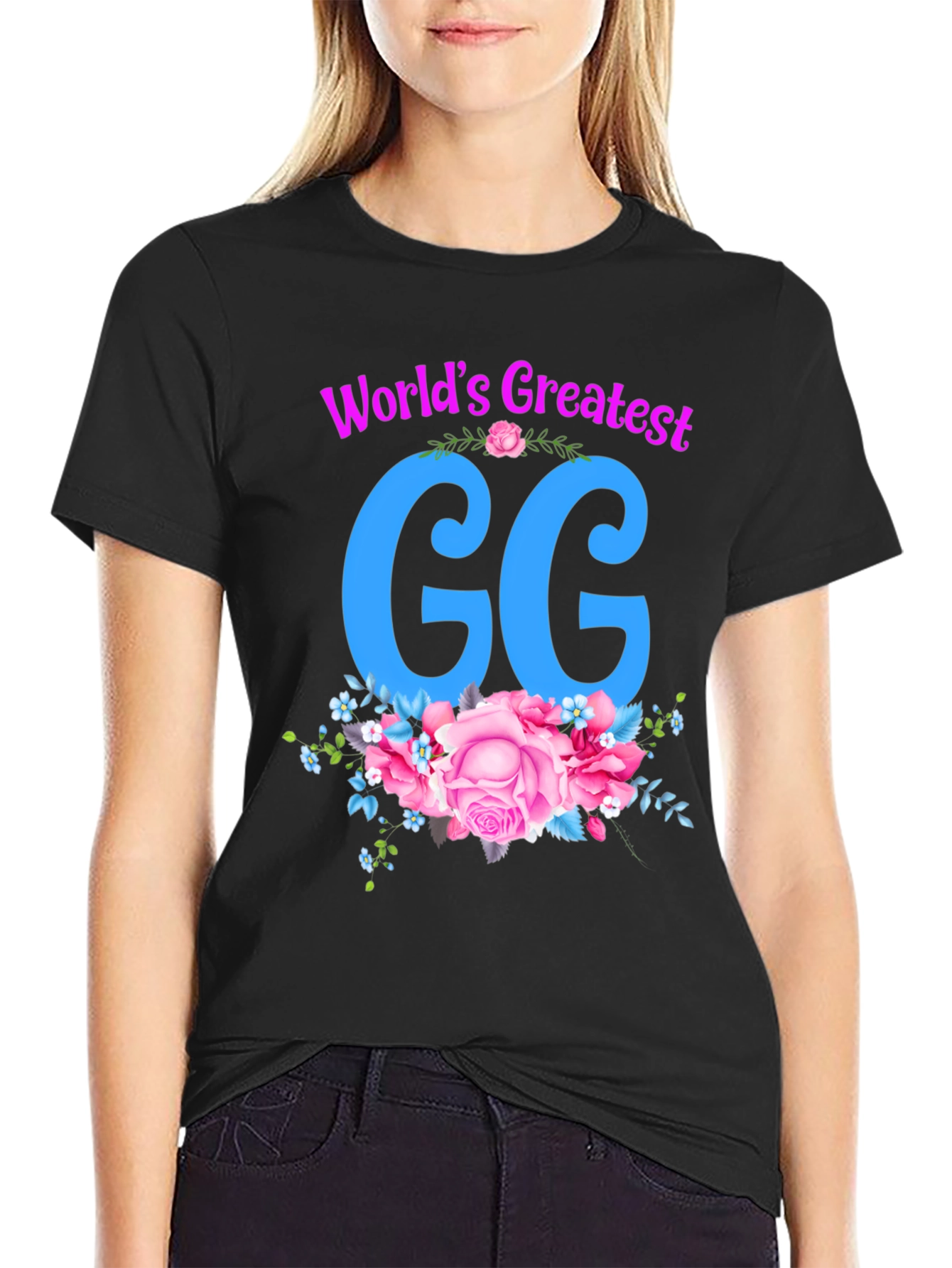 Worlds Greatest GG T-Shirt - Floral Design
