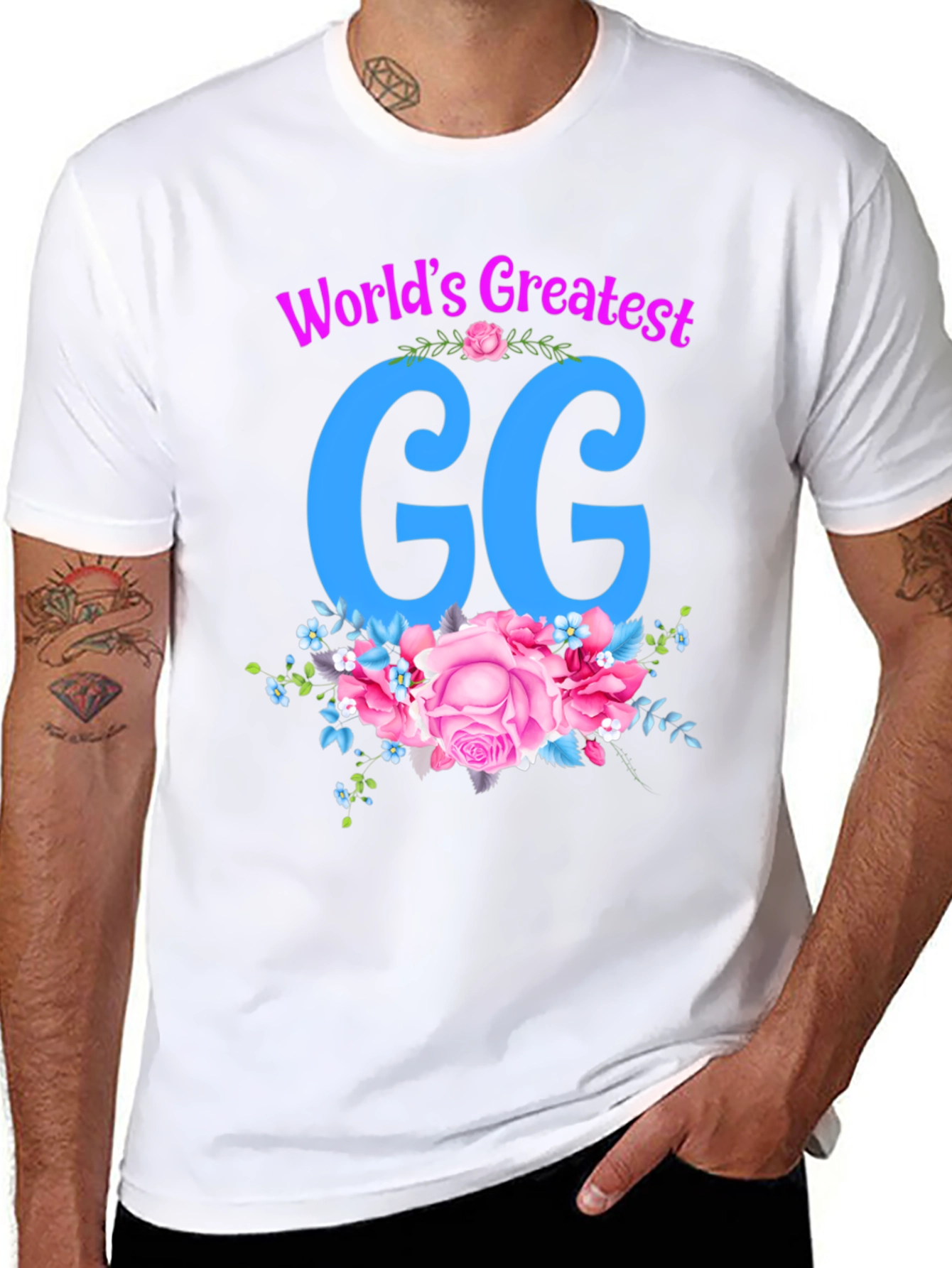 Worlds Greatest GG T-Shirt - Floral Design