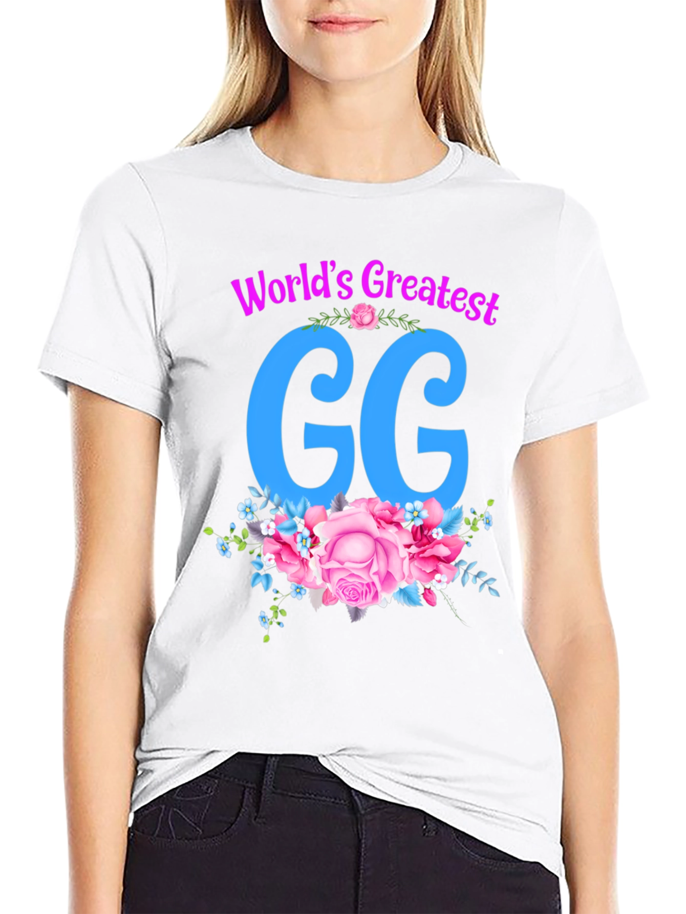Worlds Greatest GG T-Shirt - Floral Design