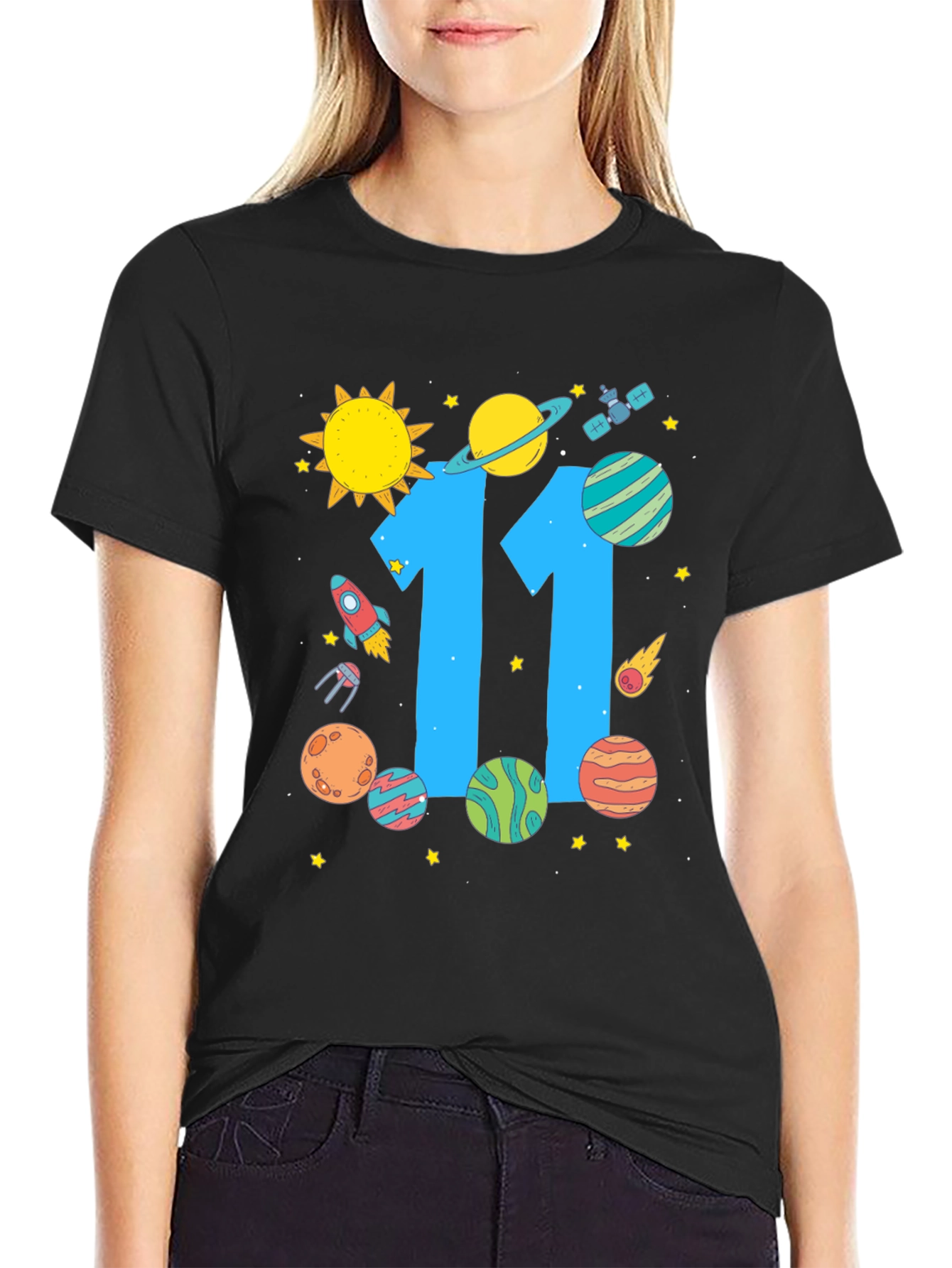 11th Birthday Space Theme T-Shirt