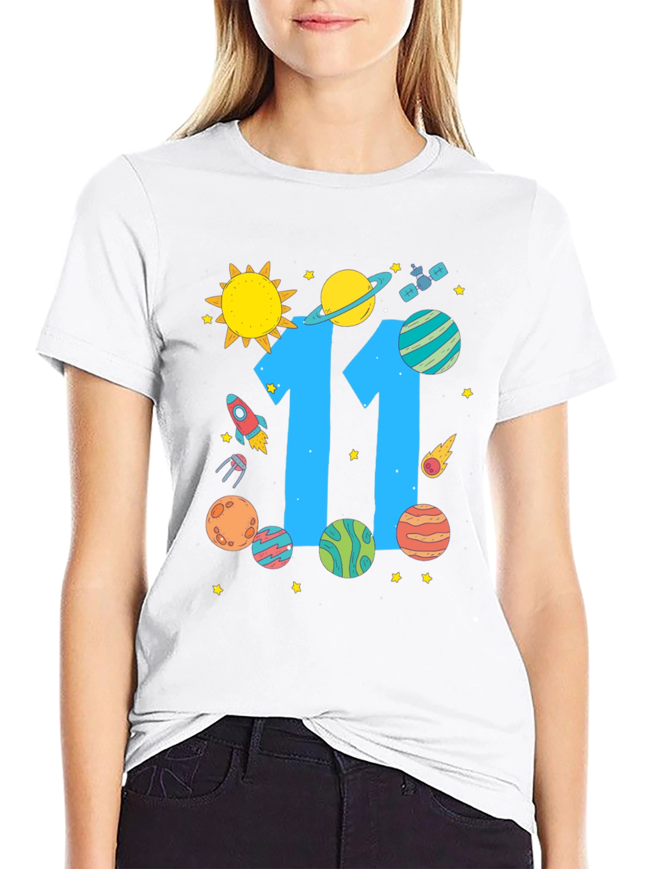 11th Birthday Space Theme T-Shirt
