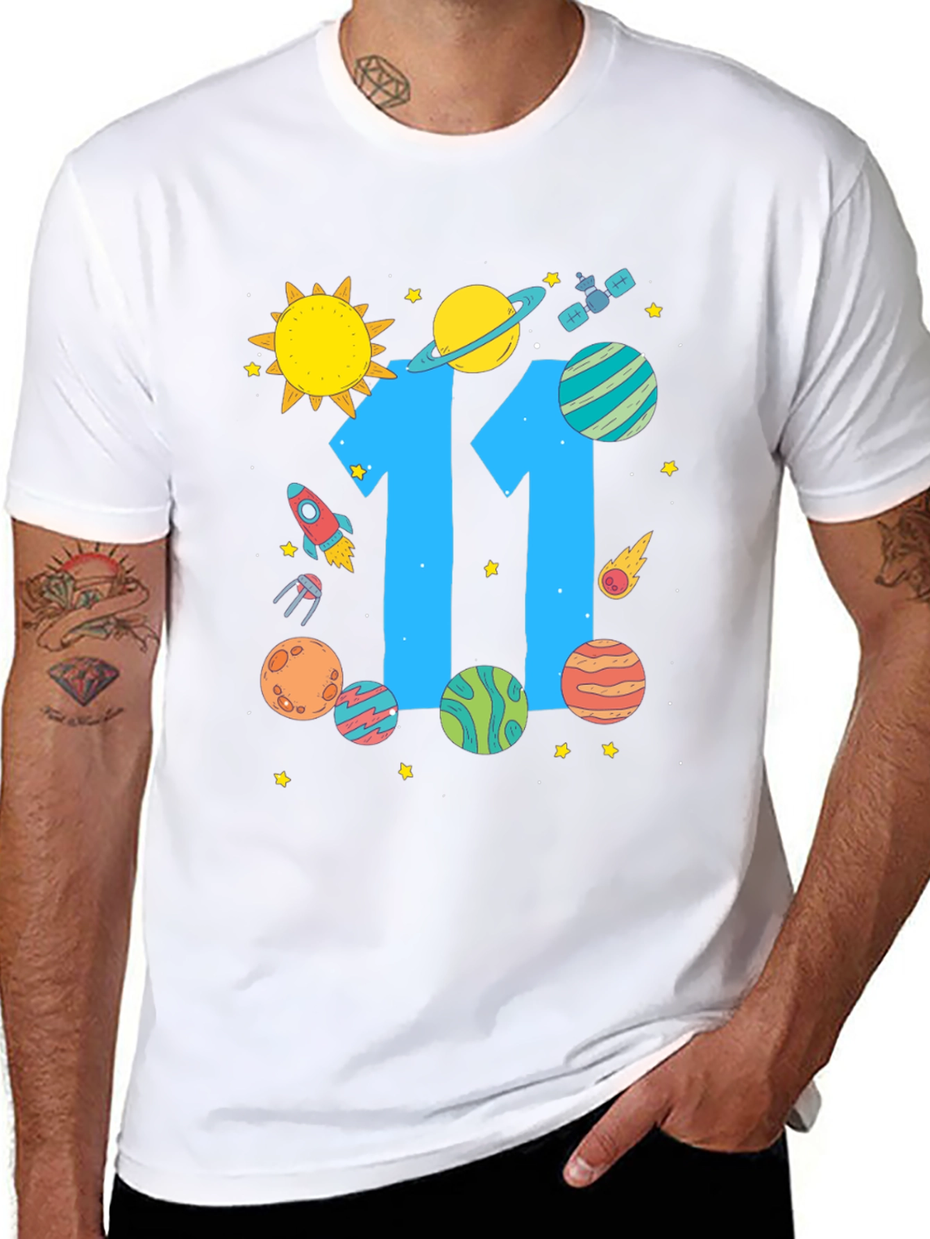 11th Birthday Space Theme T-Shirt