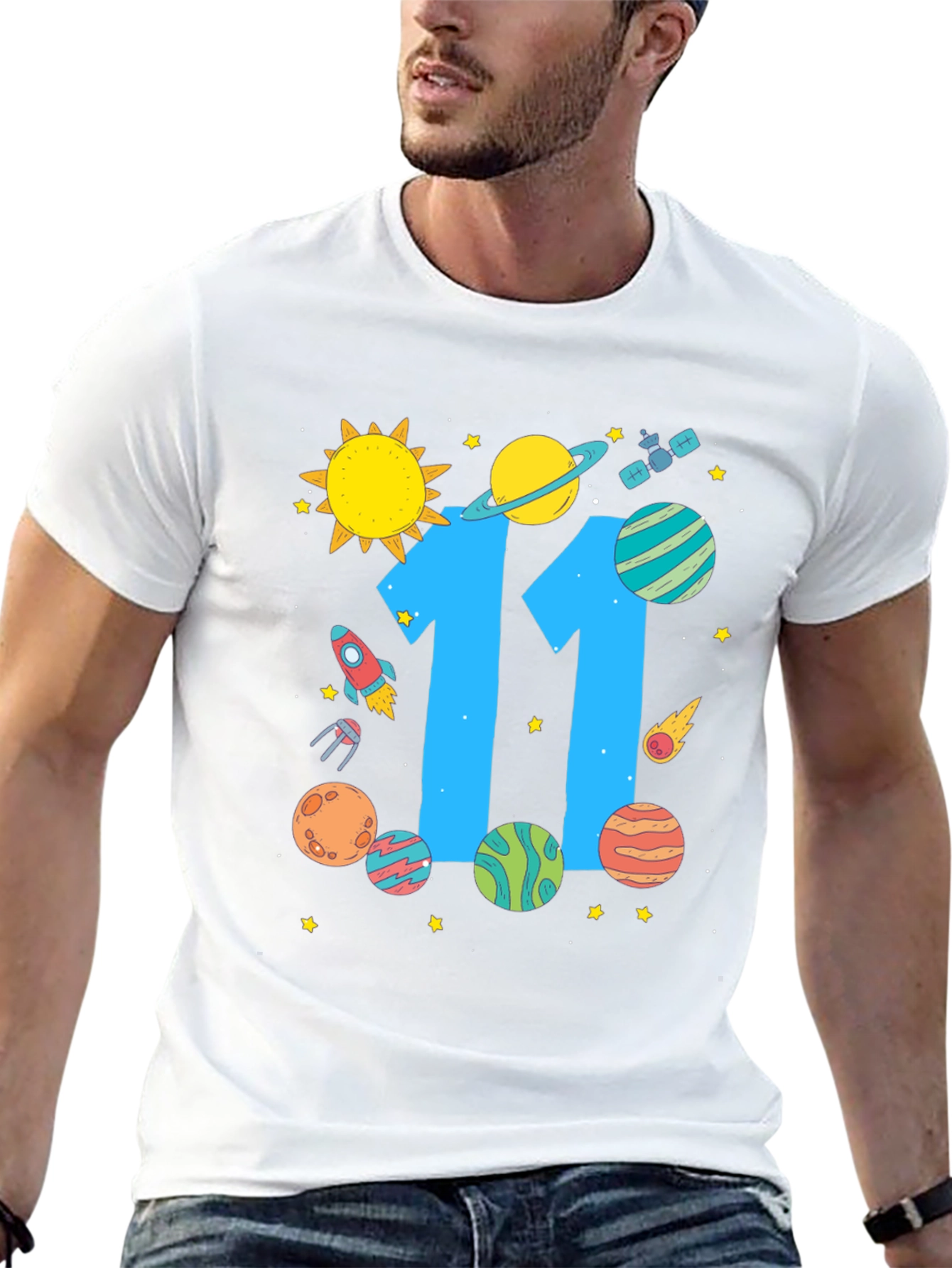 11th Birthday Space Theme T-Shirt