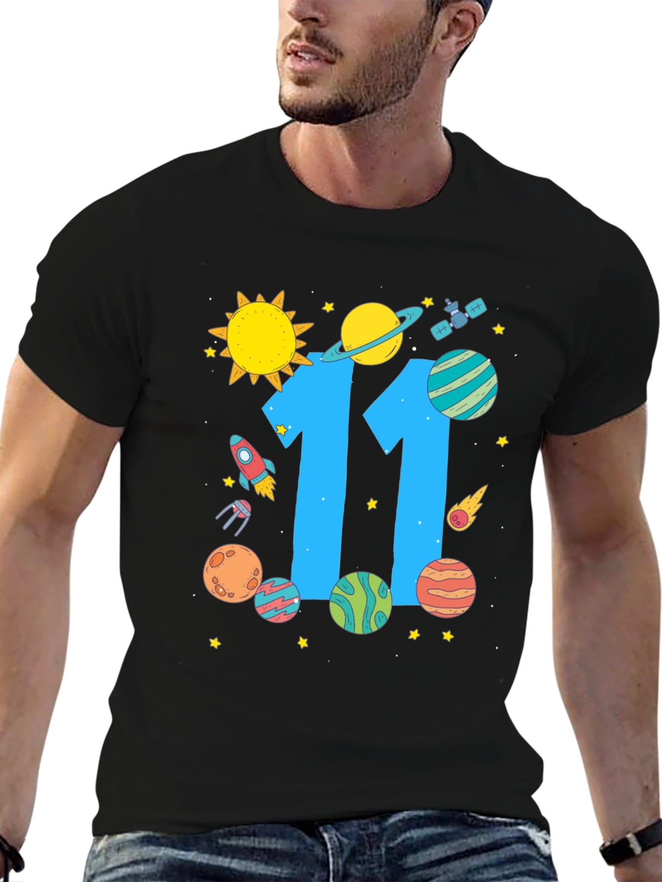11th Birthday Space Theme T-Shirt