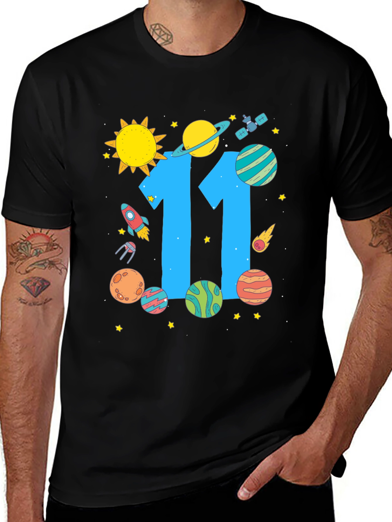 11th Birthday Space Theme T-Shirt