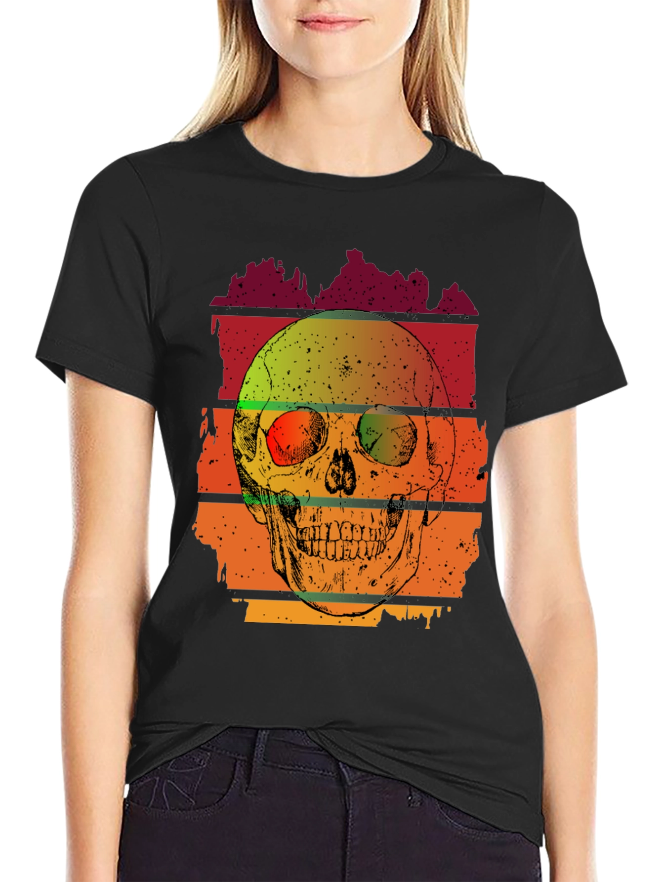 Retro Skull Graphic T-Shirt - Mens Black Tee
