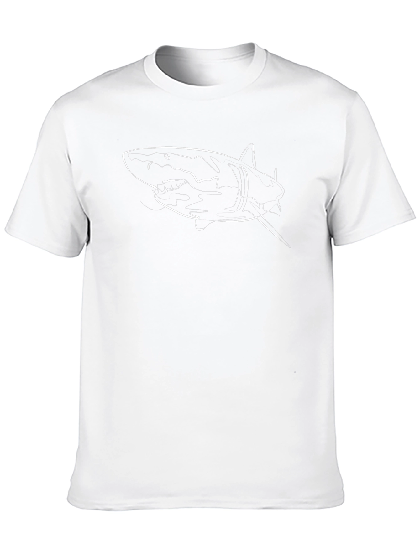 Shark Outline Black T-Shirt - Mens Graphic Tee