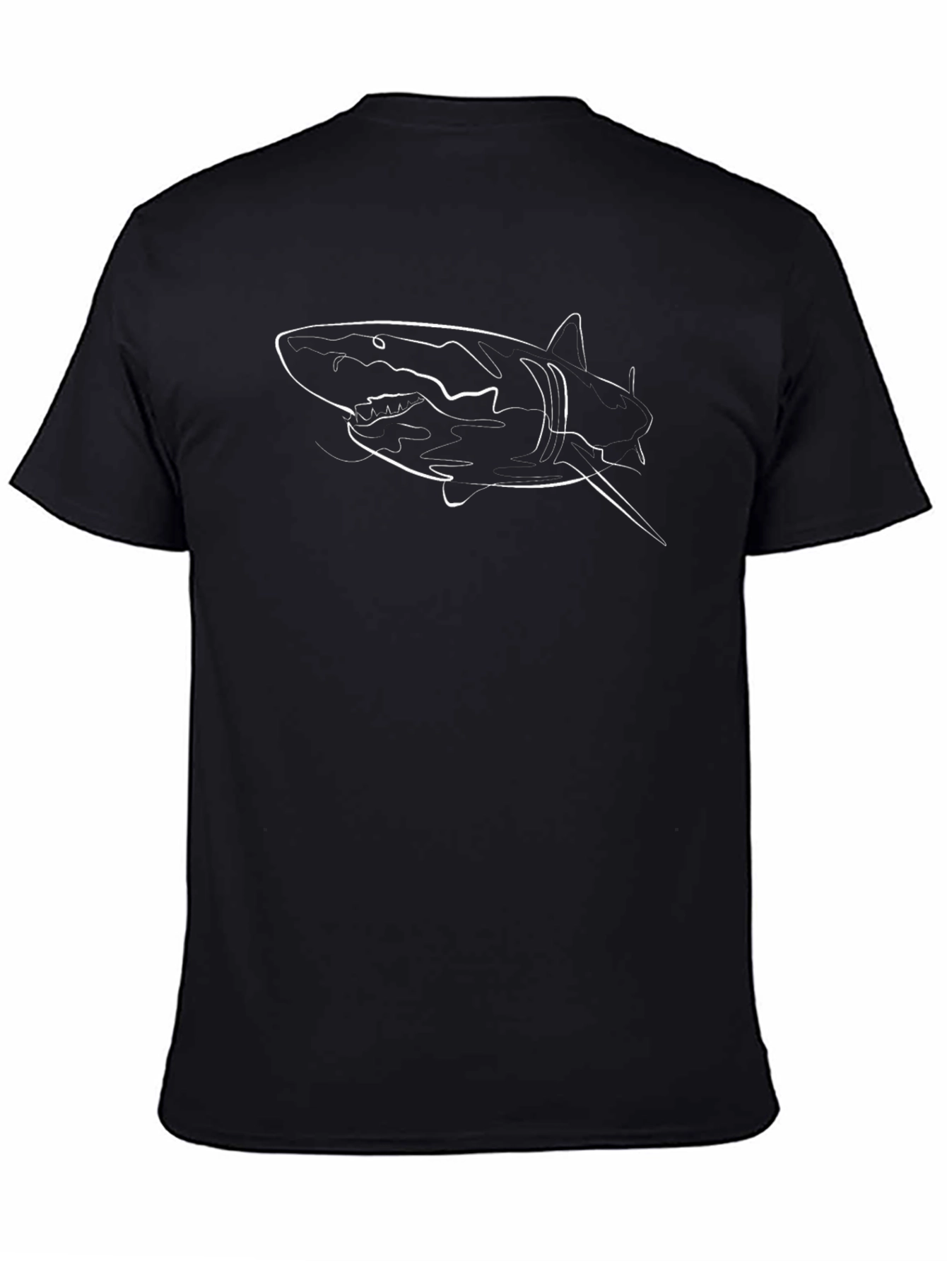 Shark Outline Black T-Shirt - Mens Graphic Tee