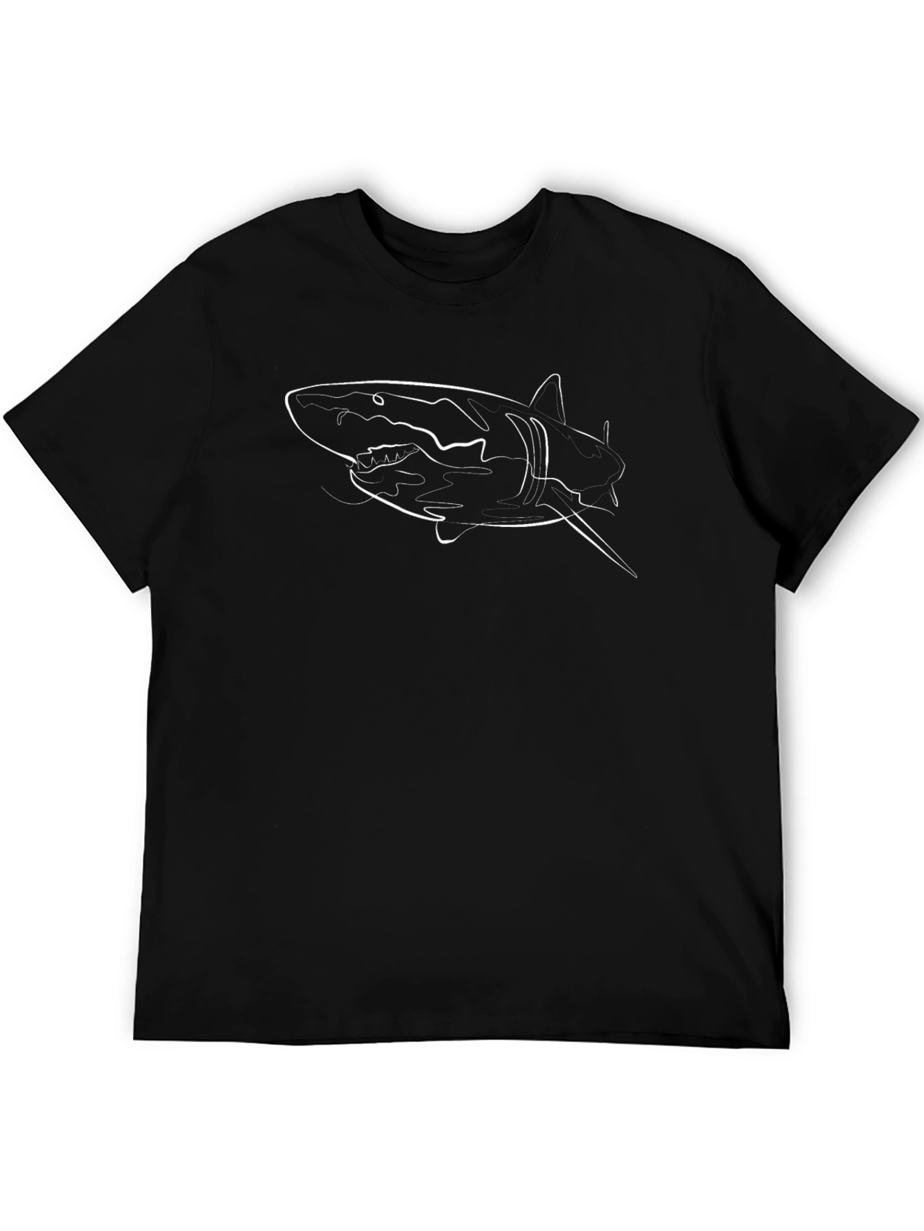 Shark Outline Black T-Shirt - Mens Graphic Tee
