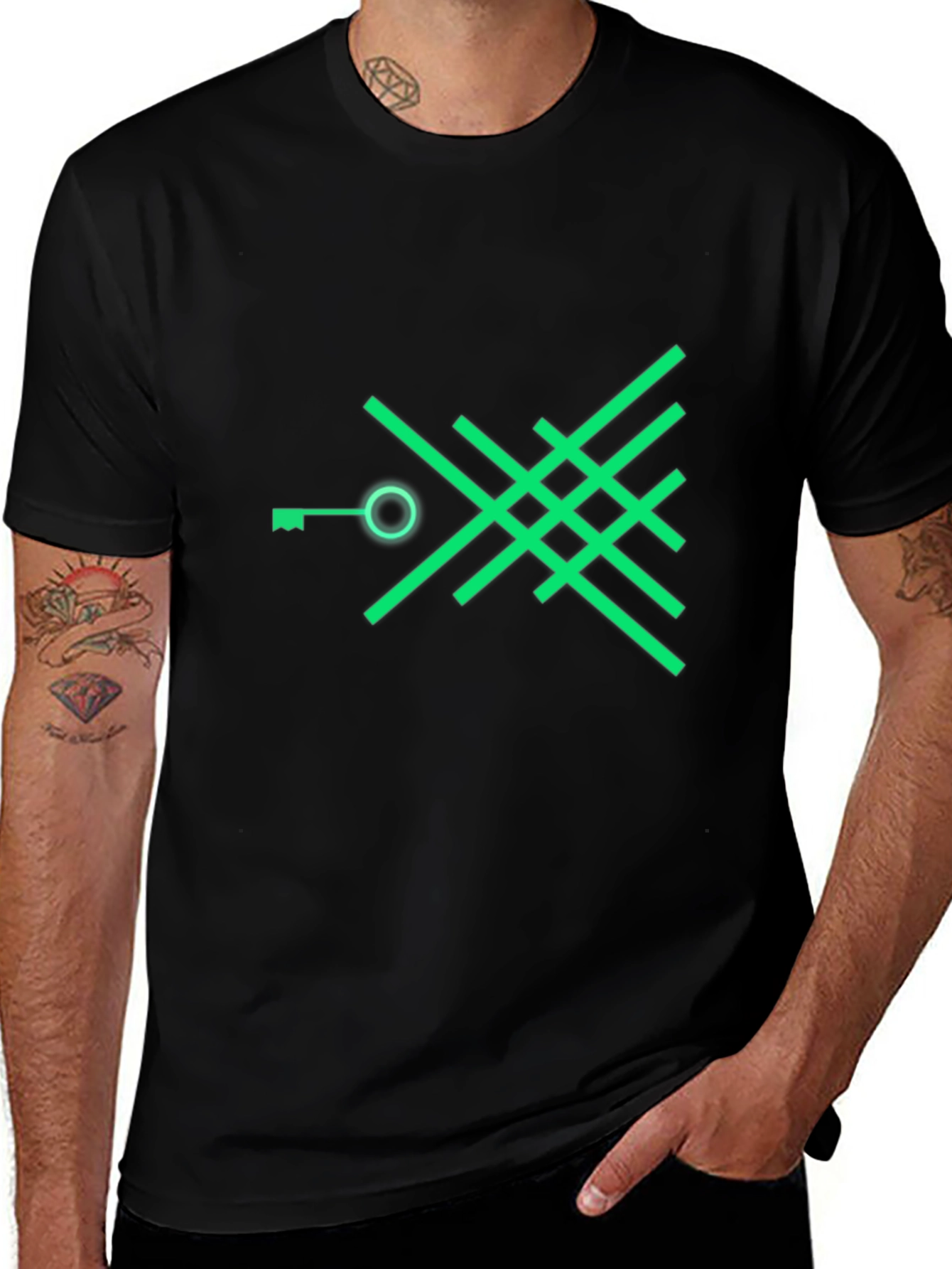 Abstract Key Graphic Tee - Modern Black T-Shirt
