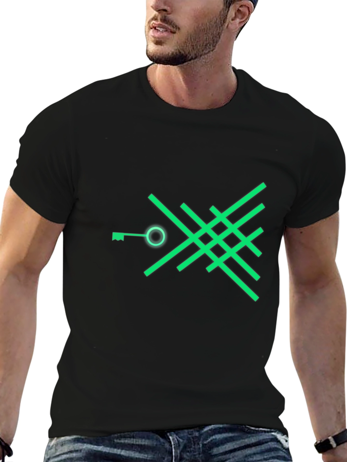 Abstract Key Graphic Tee - Modern Black T-Shirt