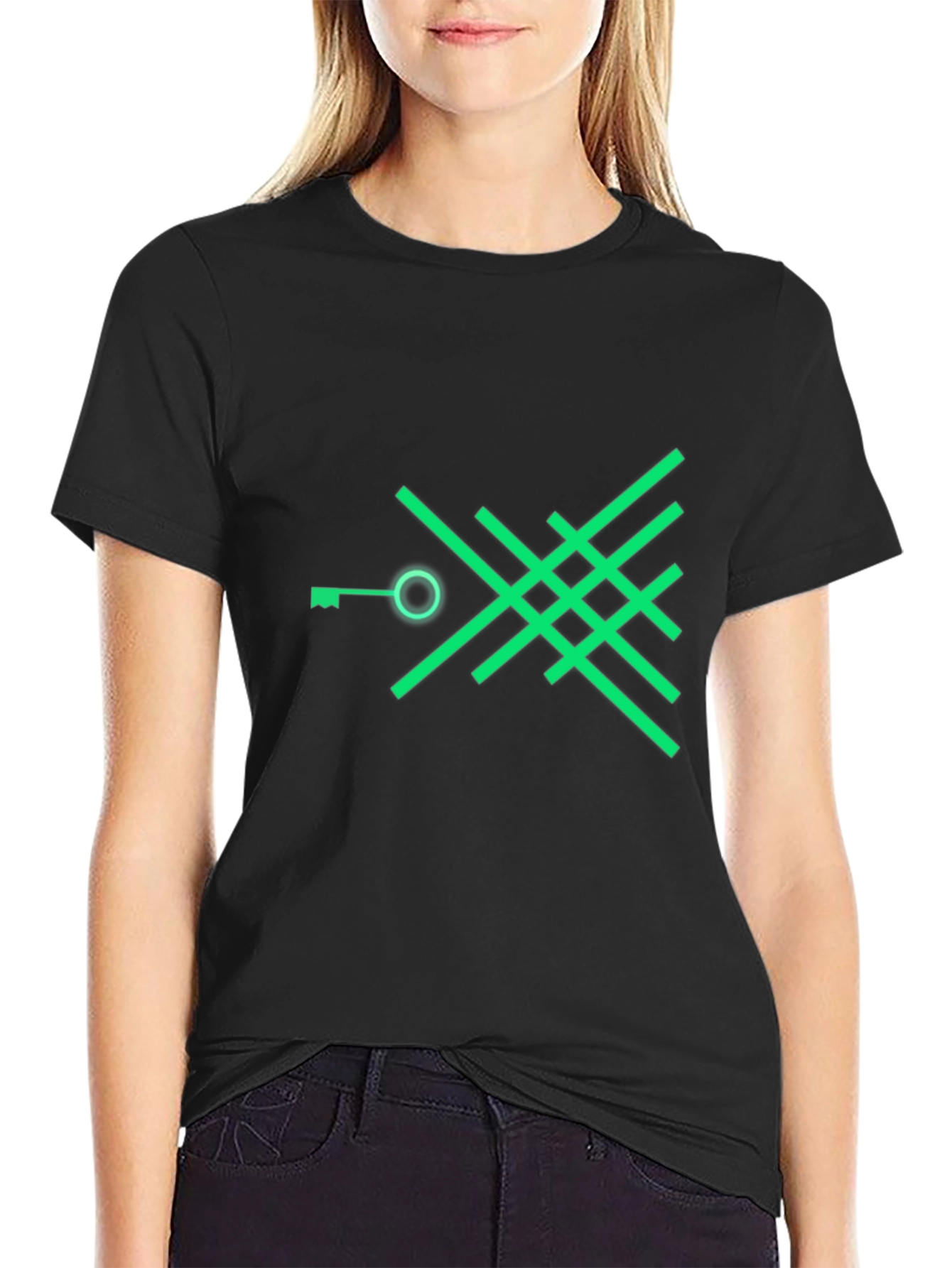 Abstract Key Graphic Tee - Modern Black T-Shirt