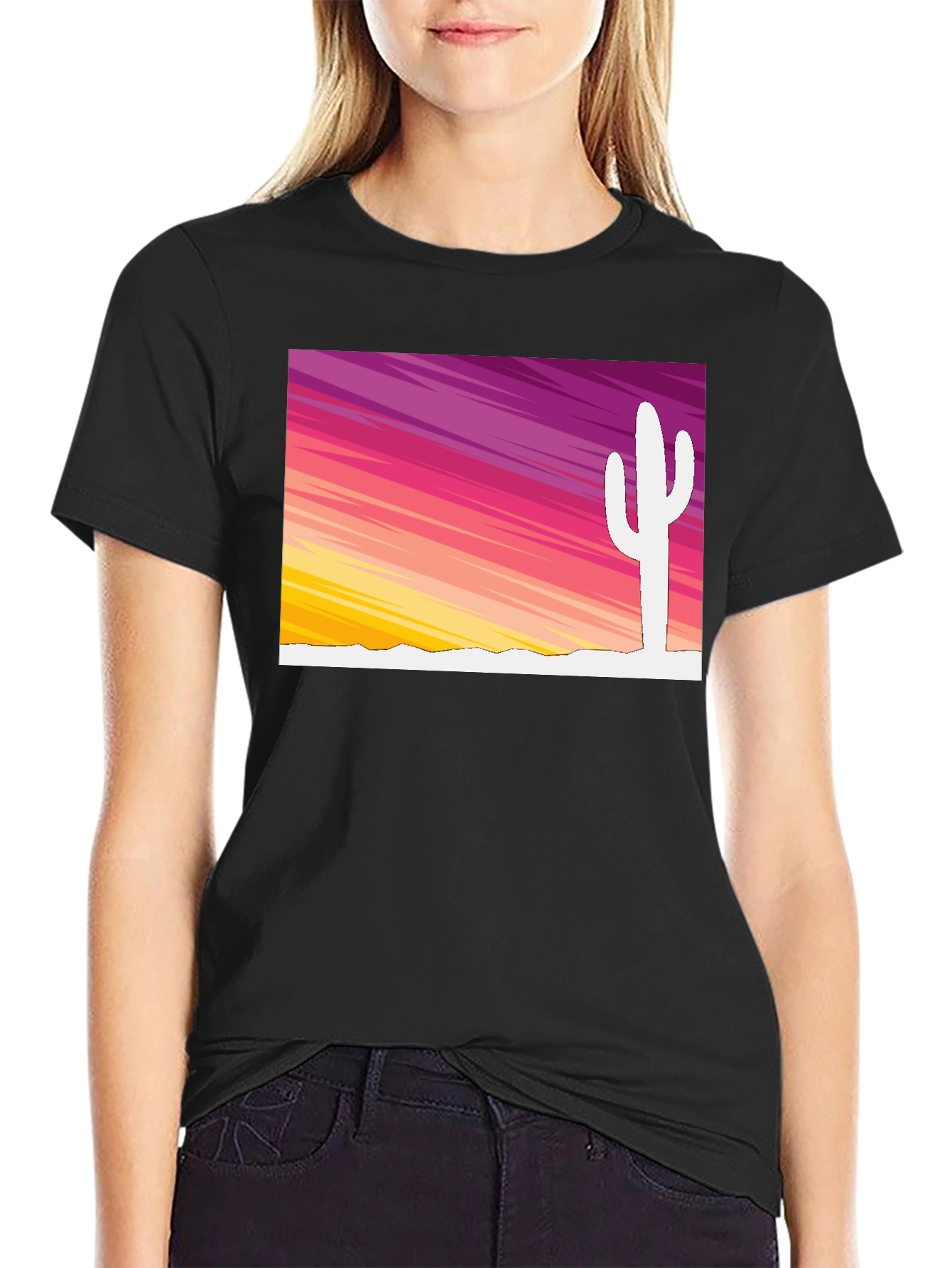 Sunset Cactus Graphic Tee - Stylish Desert Vibes