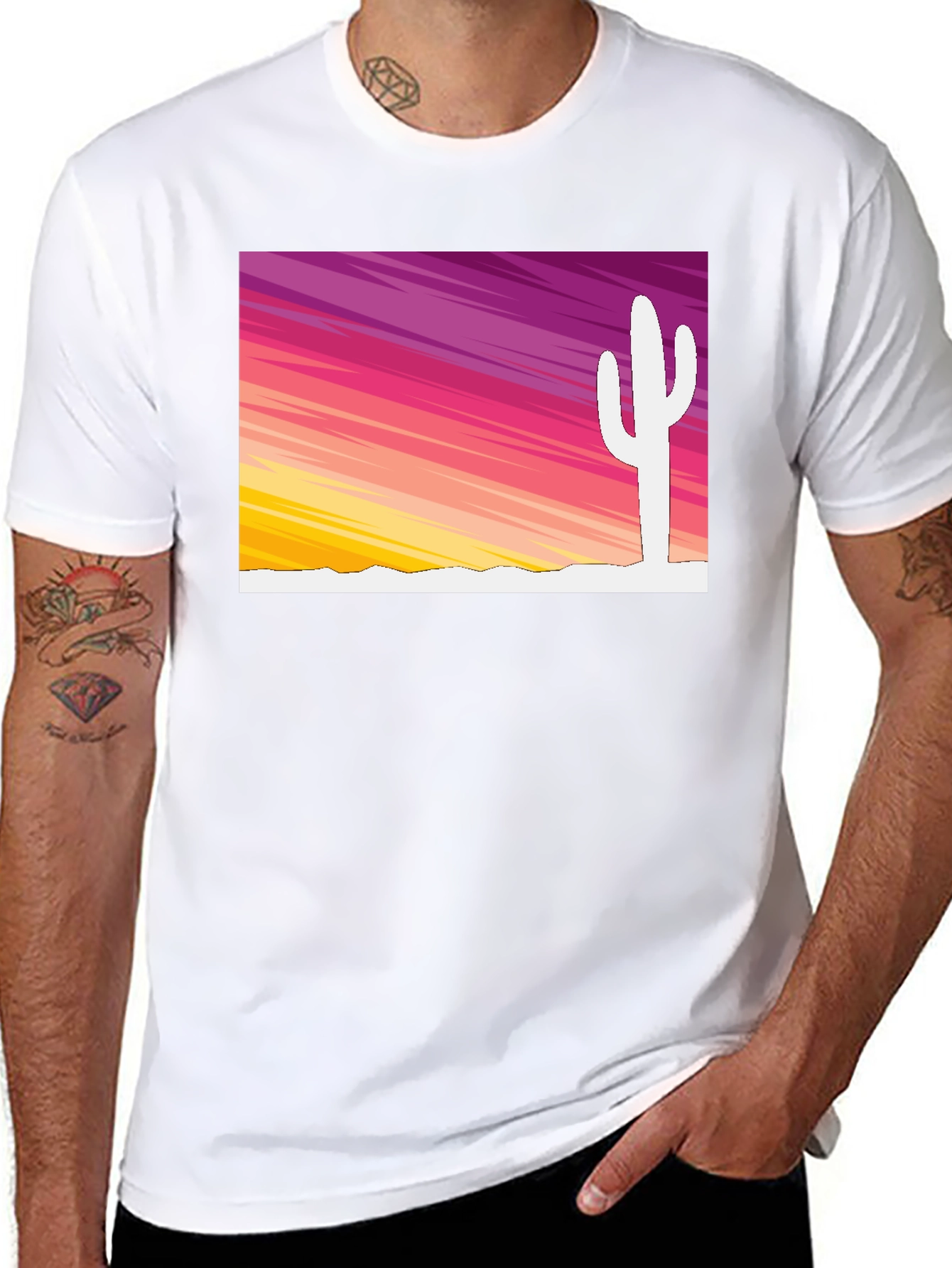 Sunset Cactus Graphic Tee - Stylish Desert Vibes