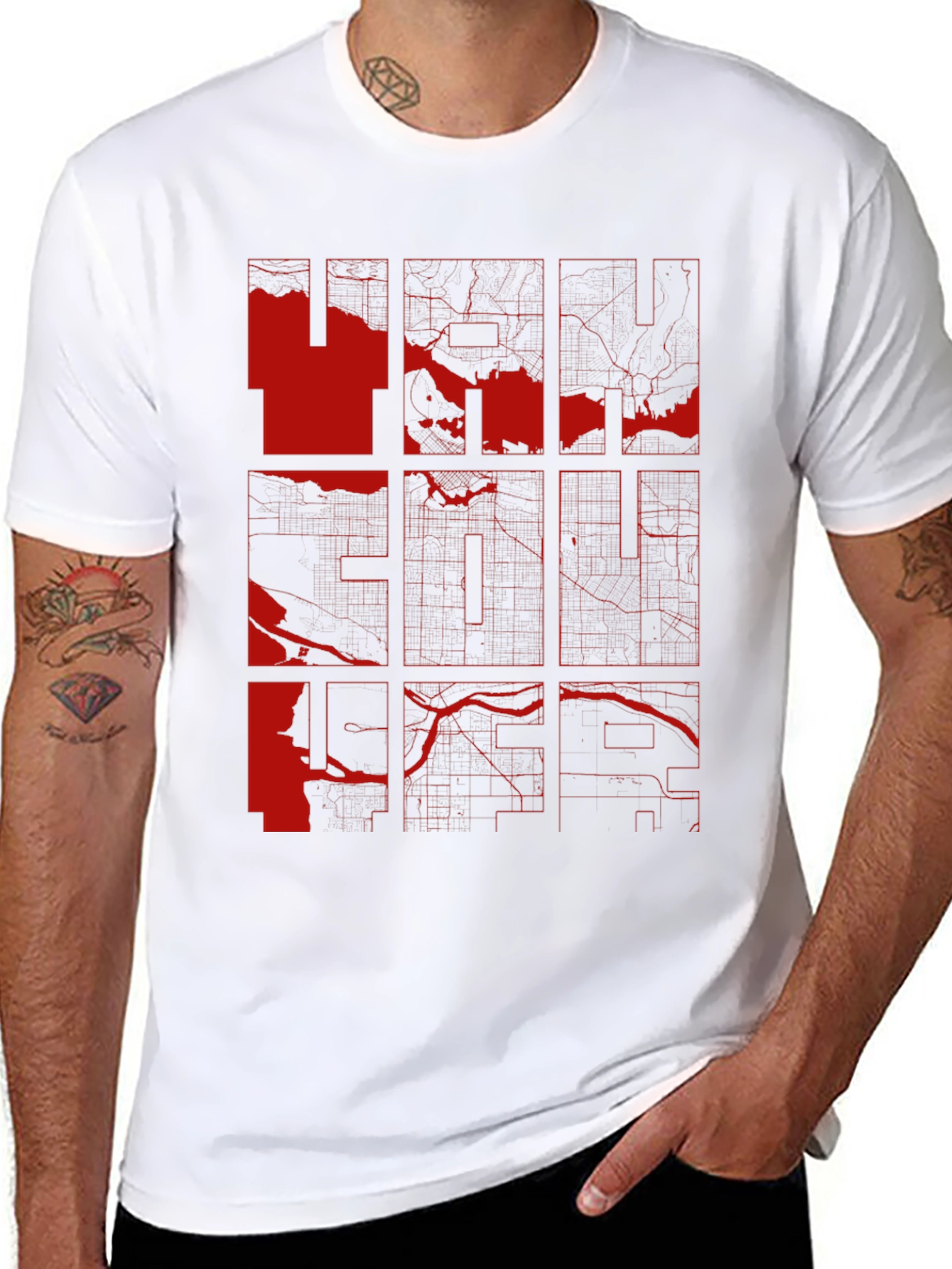 Vancouver Map Graphic Tee - Modern Cityscape Design
