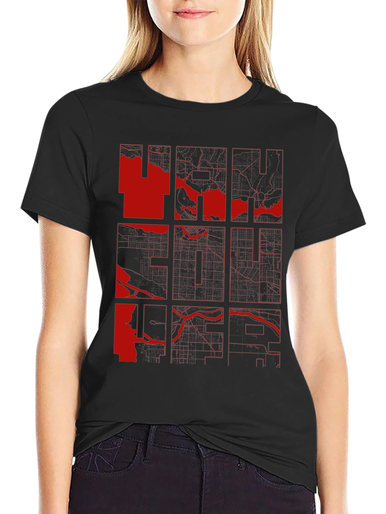Vancouver Map Graphic Tee - Modern Cityscape Design