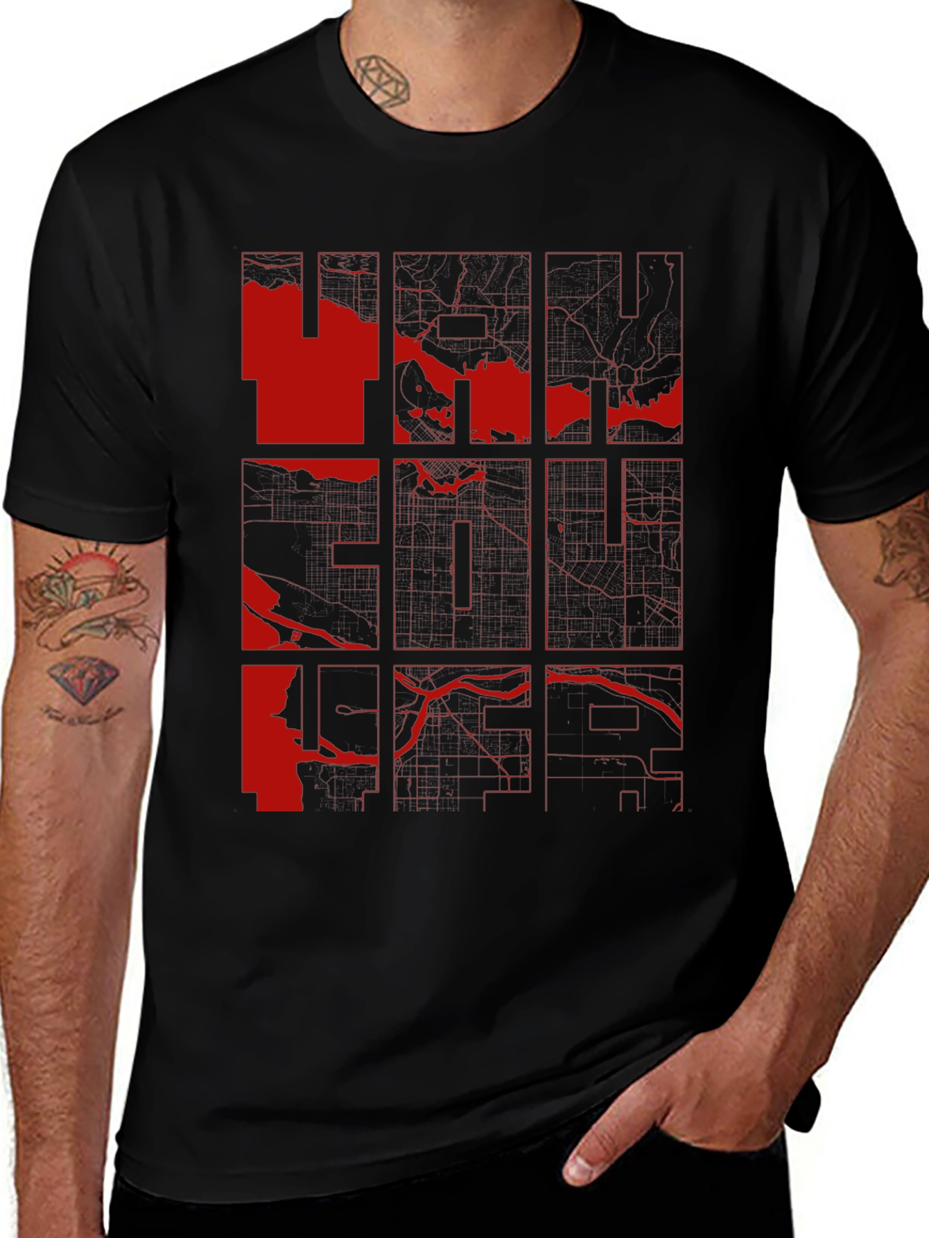 Vancouver Map Graphic Tee - Modern Cityscape Design