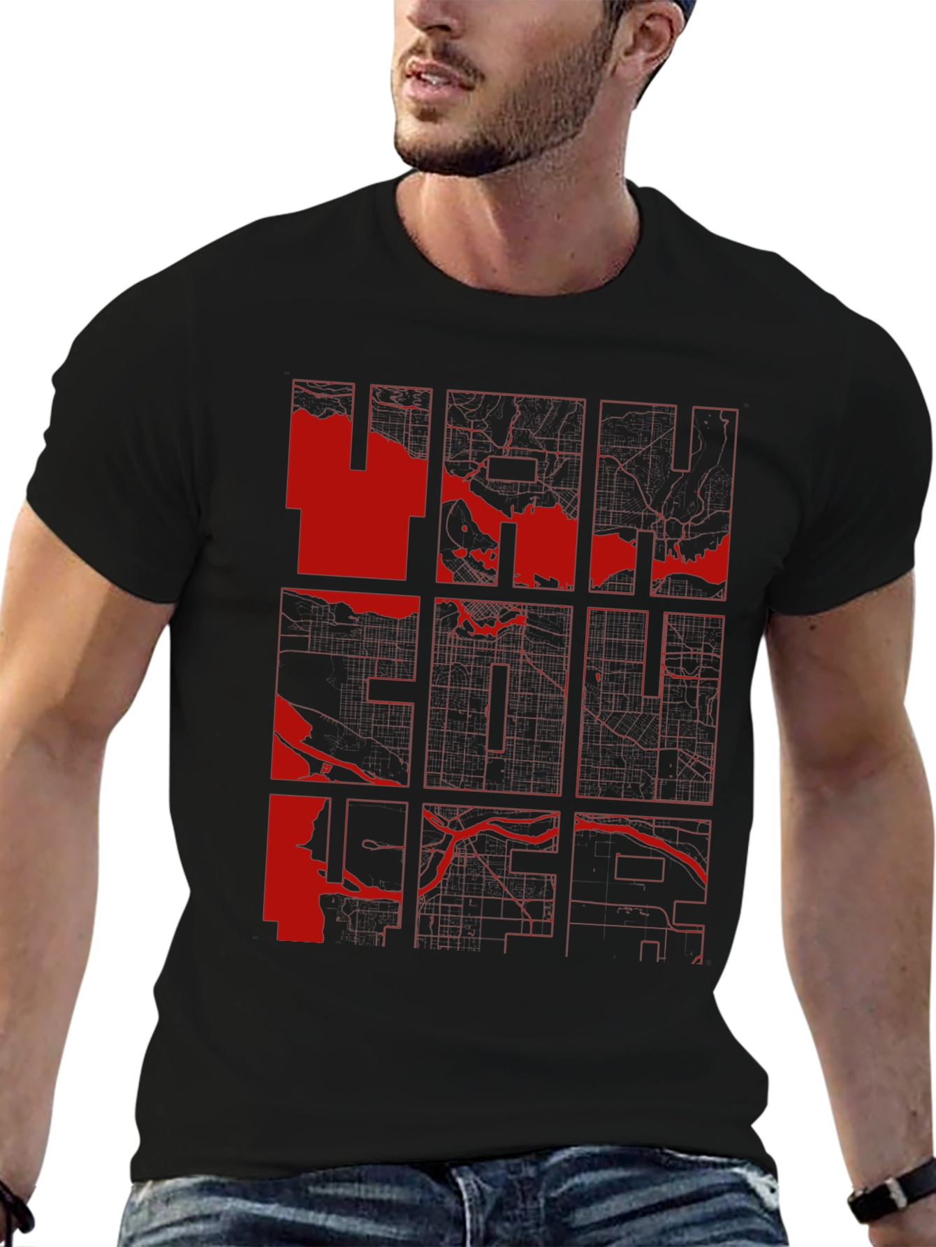 Vancouver Map Graphic Tee - Modern Cityscape Design