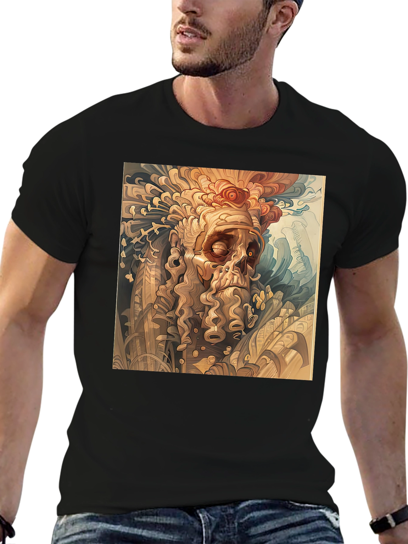 Unique Art Tee: Mythical Man Design