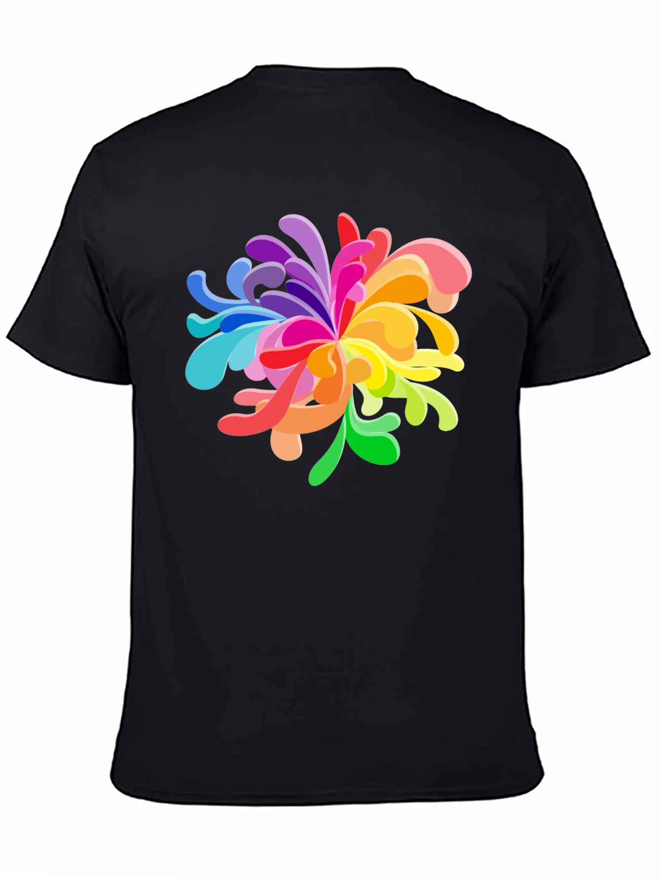Vibrant Floral Graphic Tee - Black Cotton Blend
