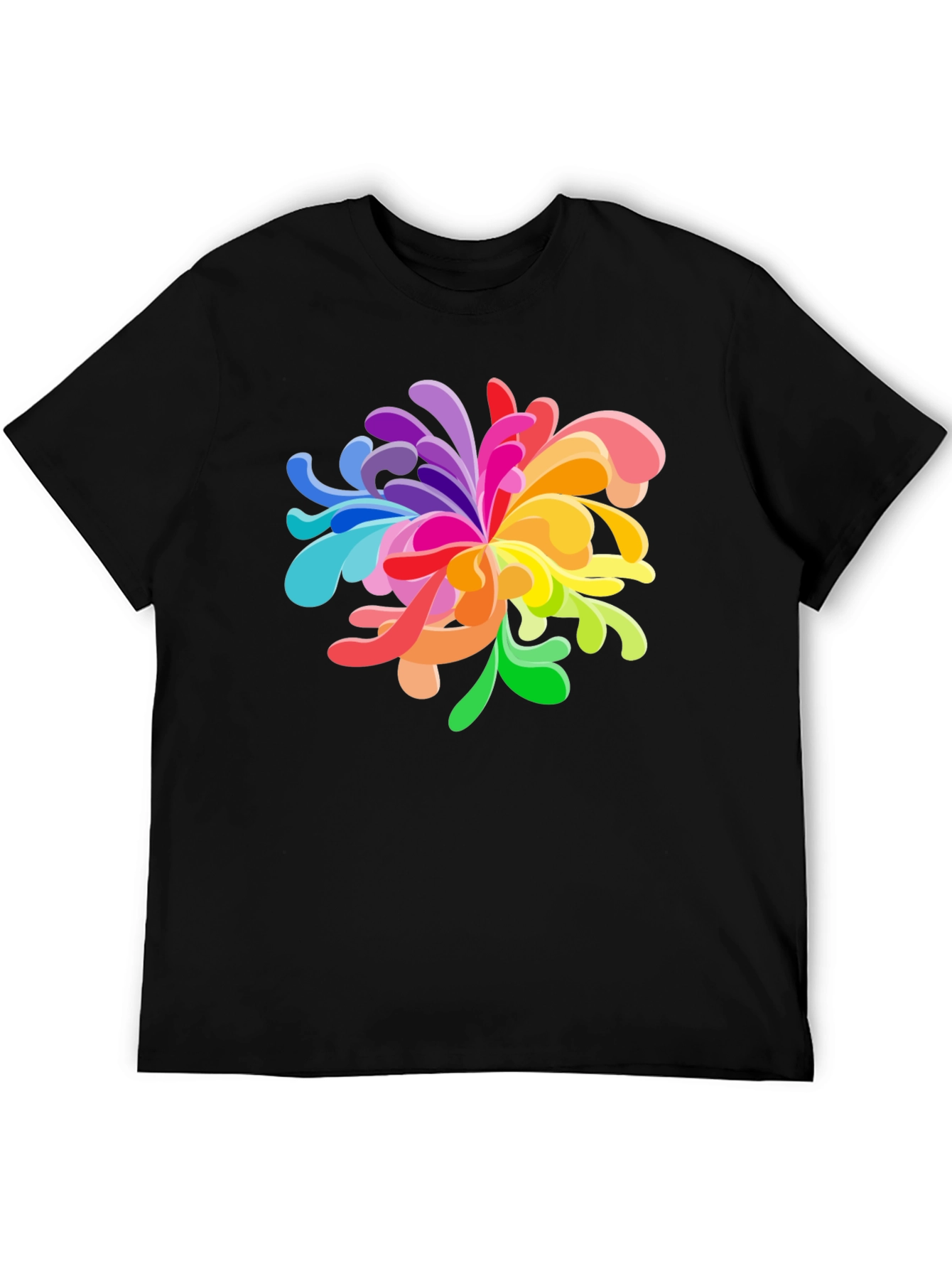 Vibrant Floral Graphic Tee - Black Cotton Blend