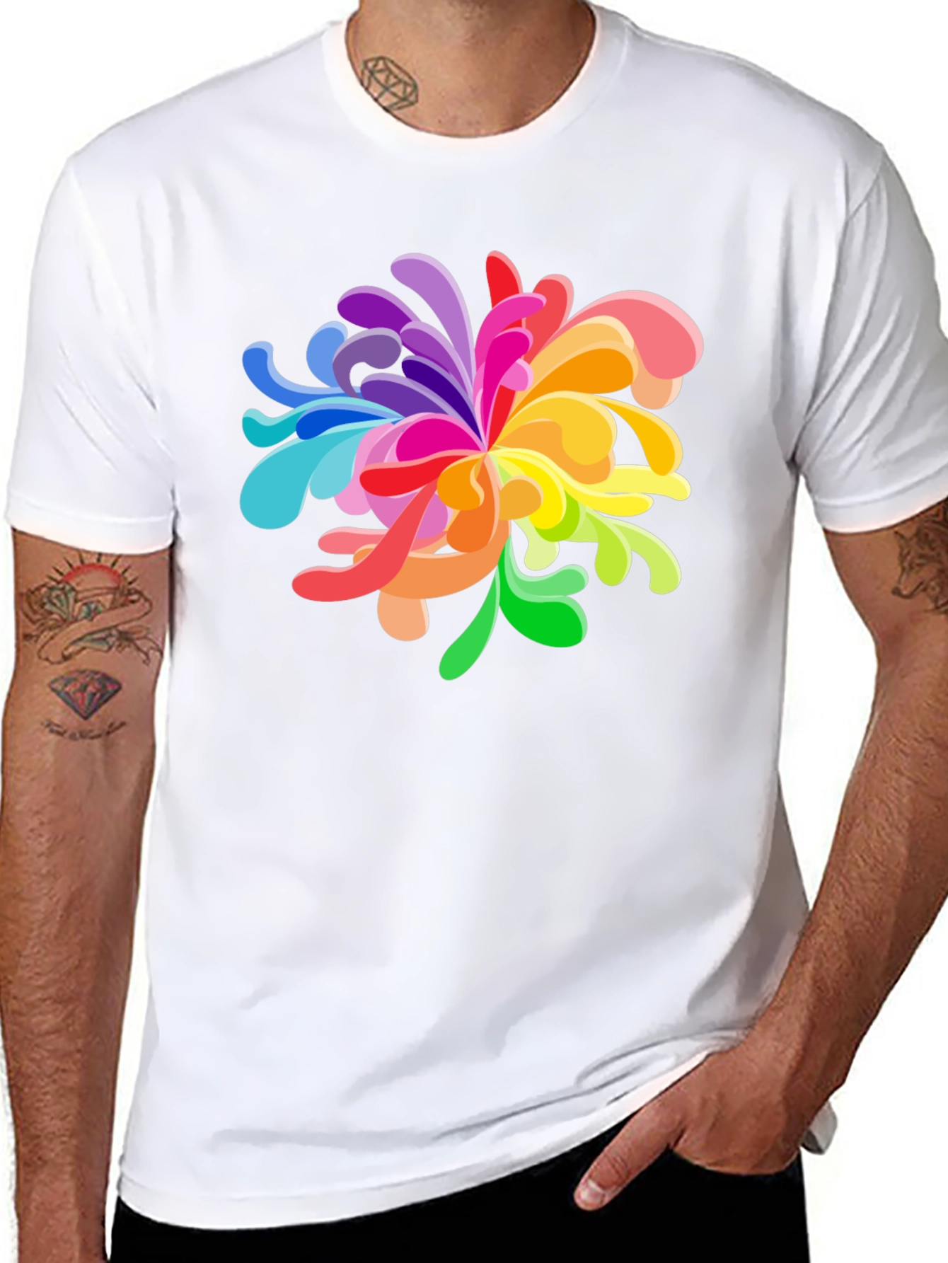 Vibrant Floral Graphic Tee - Black Cotton Blend