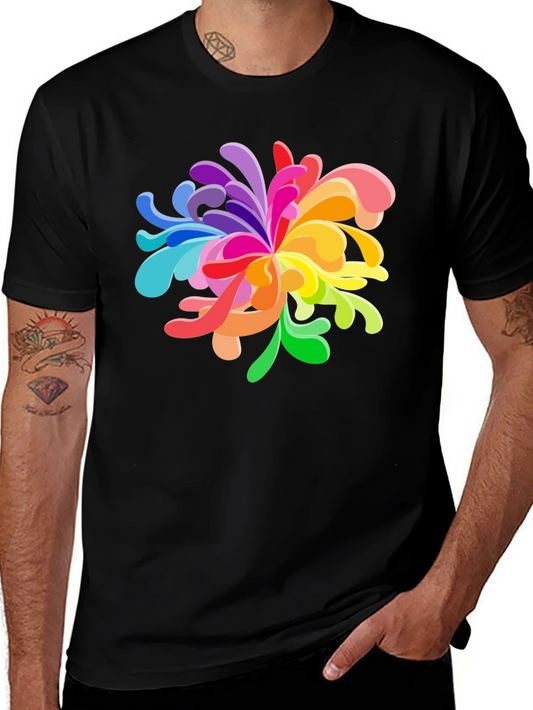 Vibrant Floral Graphic Tee - Black Cotton Blend