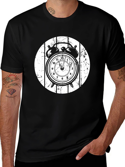 Vintage Alarm Clock Graphic Tee - Black