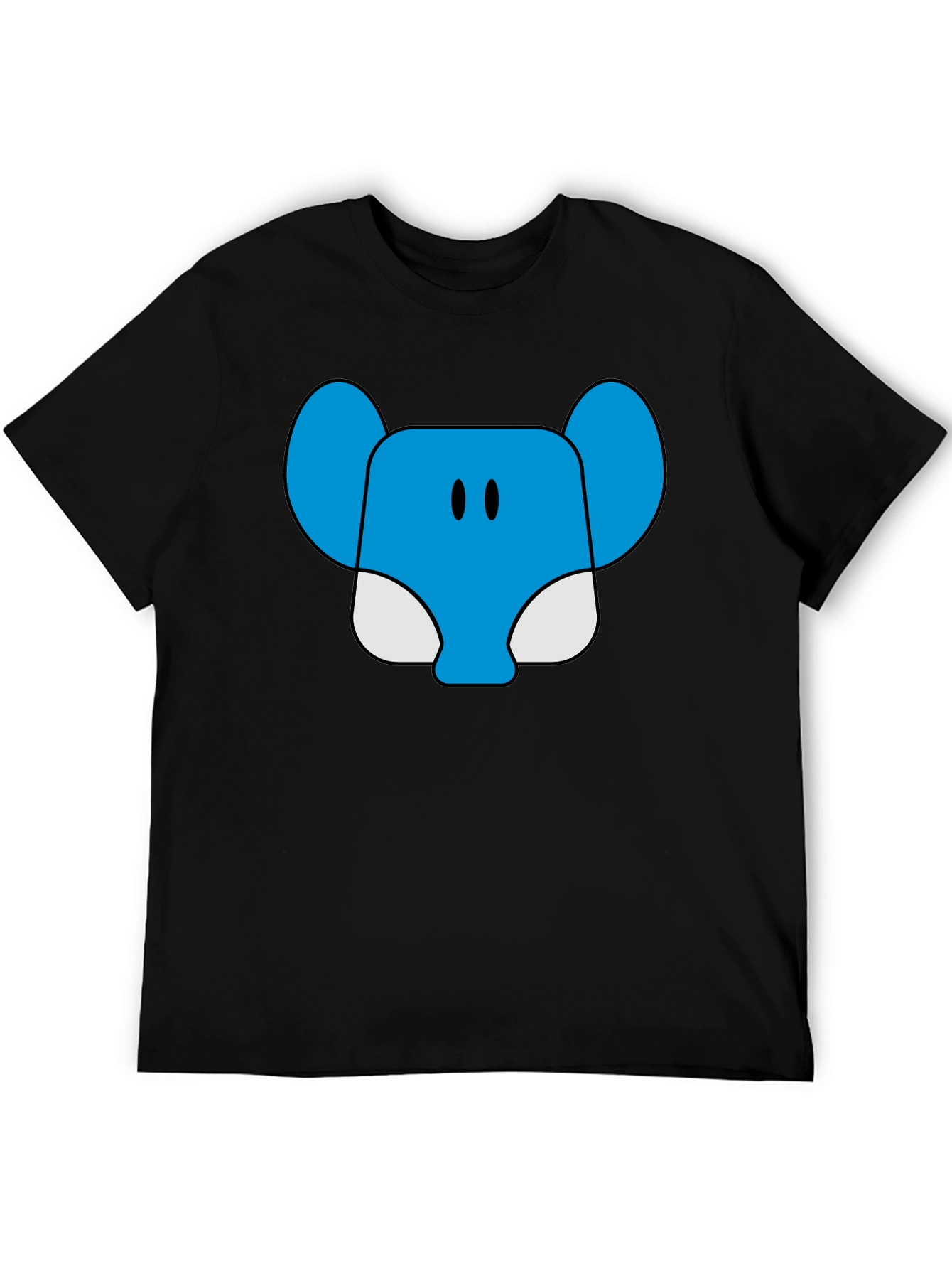 Blue Elephant Cartoon Graphic T-Shirt