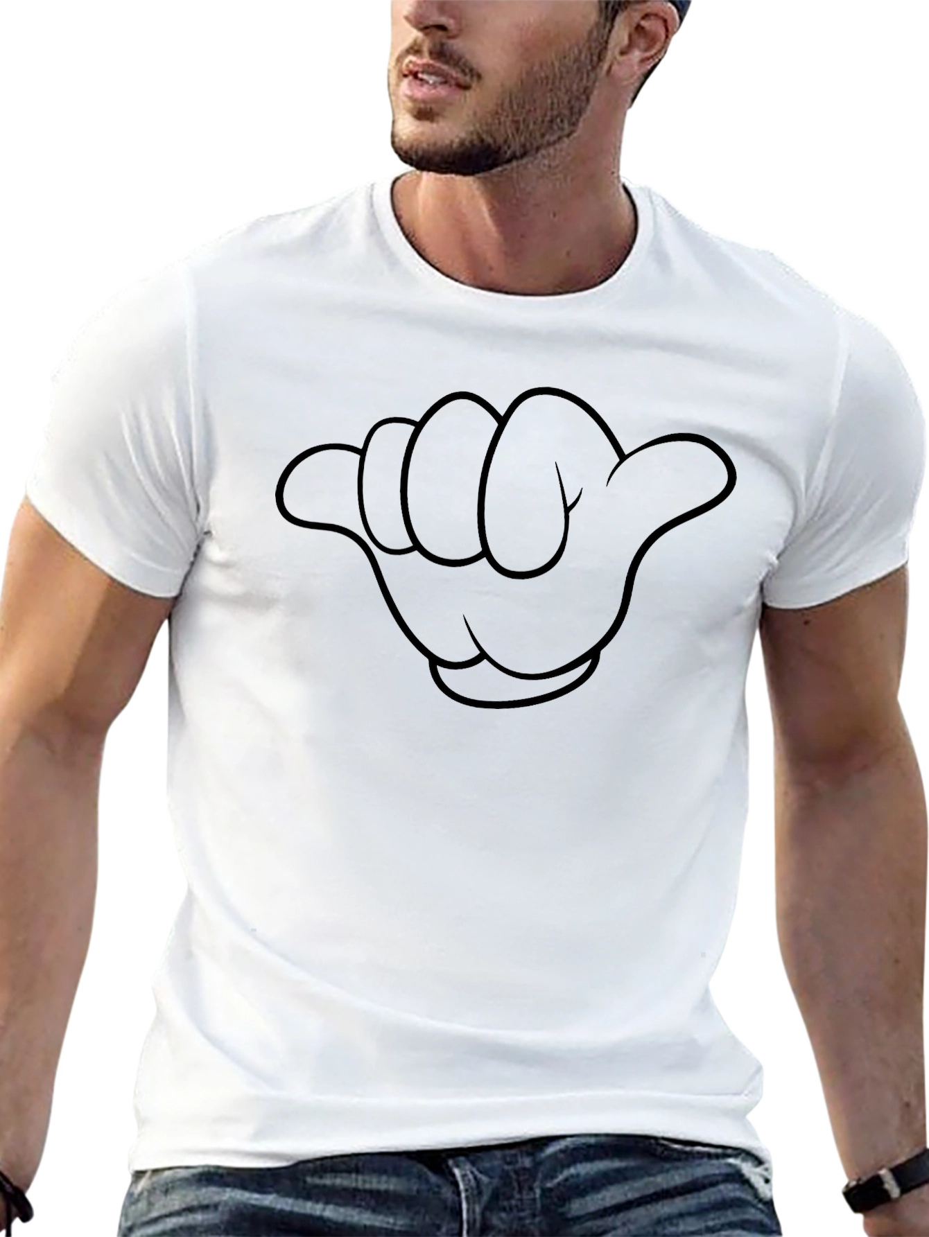 Black Shaka Hand Graphic T-Shirt - Casual Style