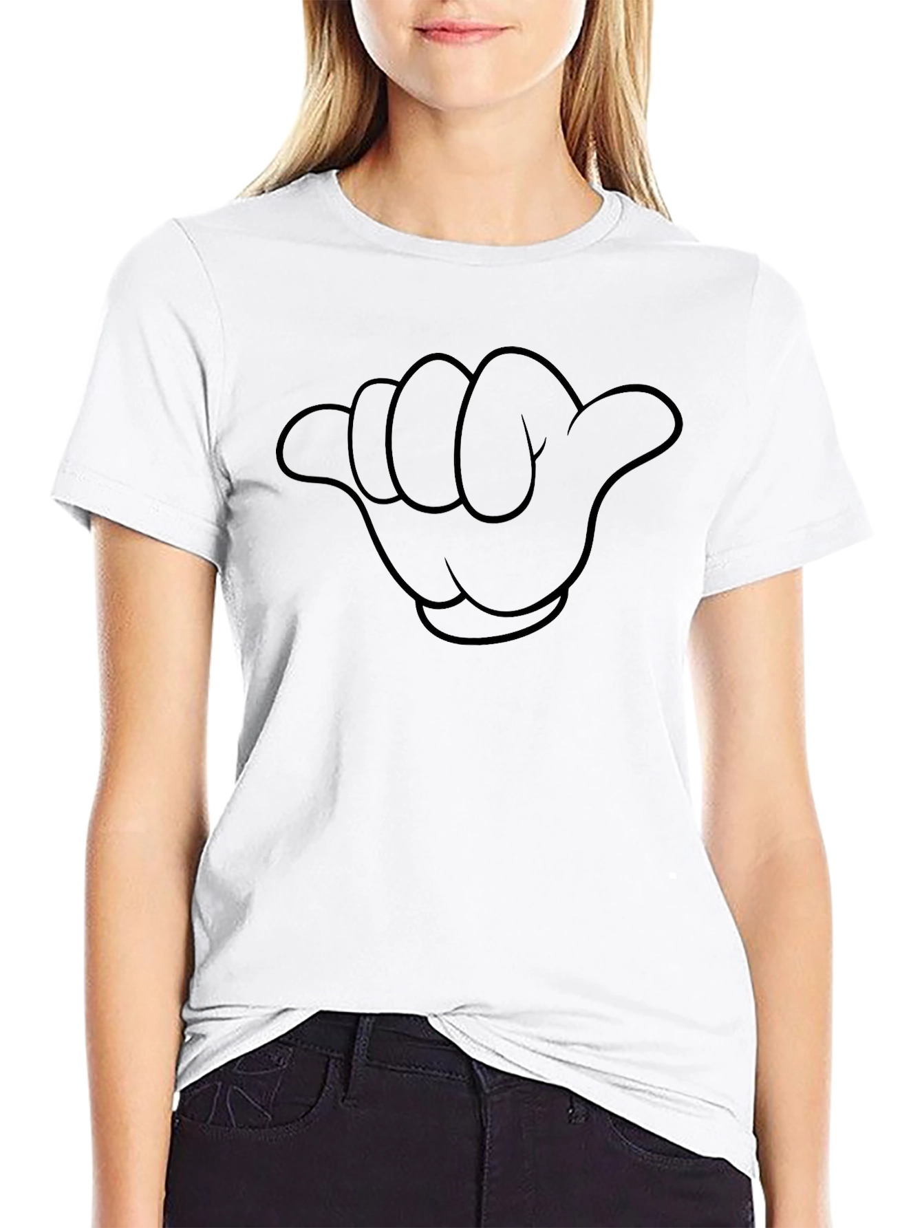Black Shaka Hand Graphic T-Shirt - Casual Style