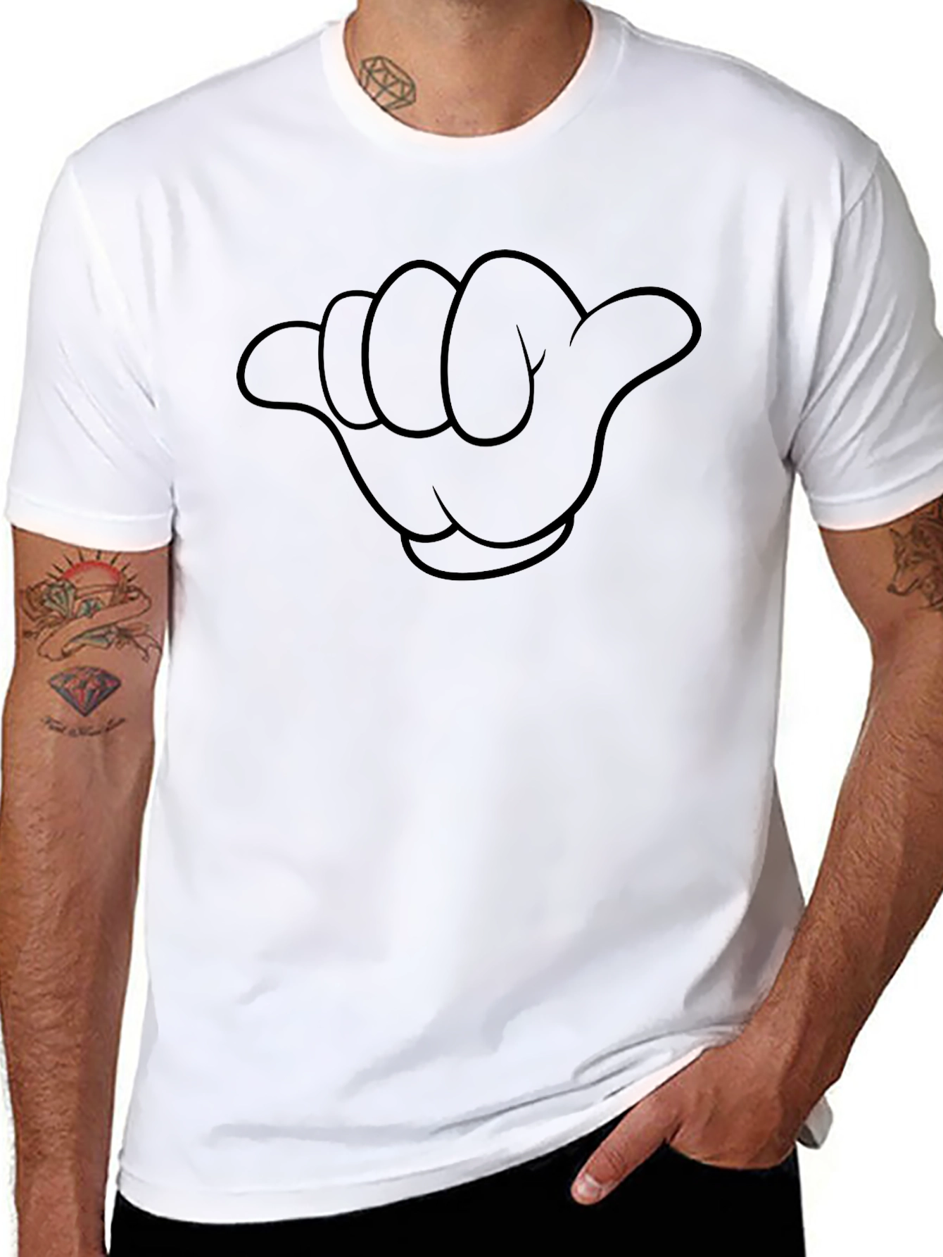 Black Shaka Hand Graphic T-Shirt - Casual Style