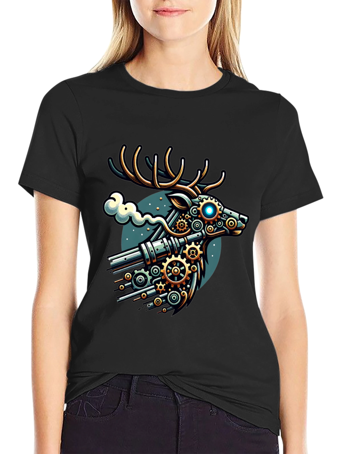 Steampunk Deer Graphic T-Shirt