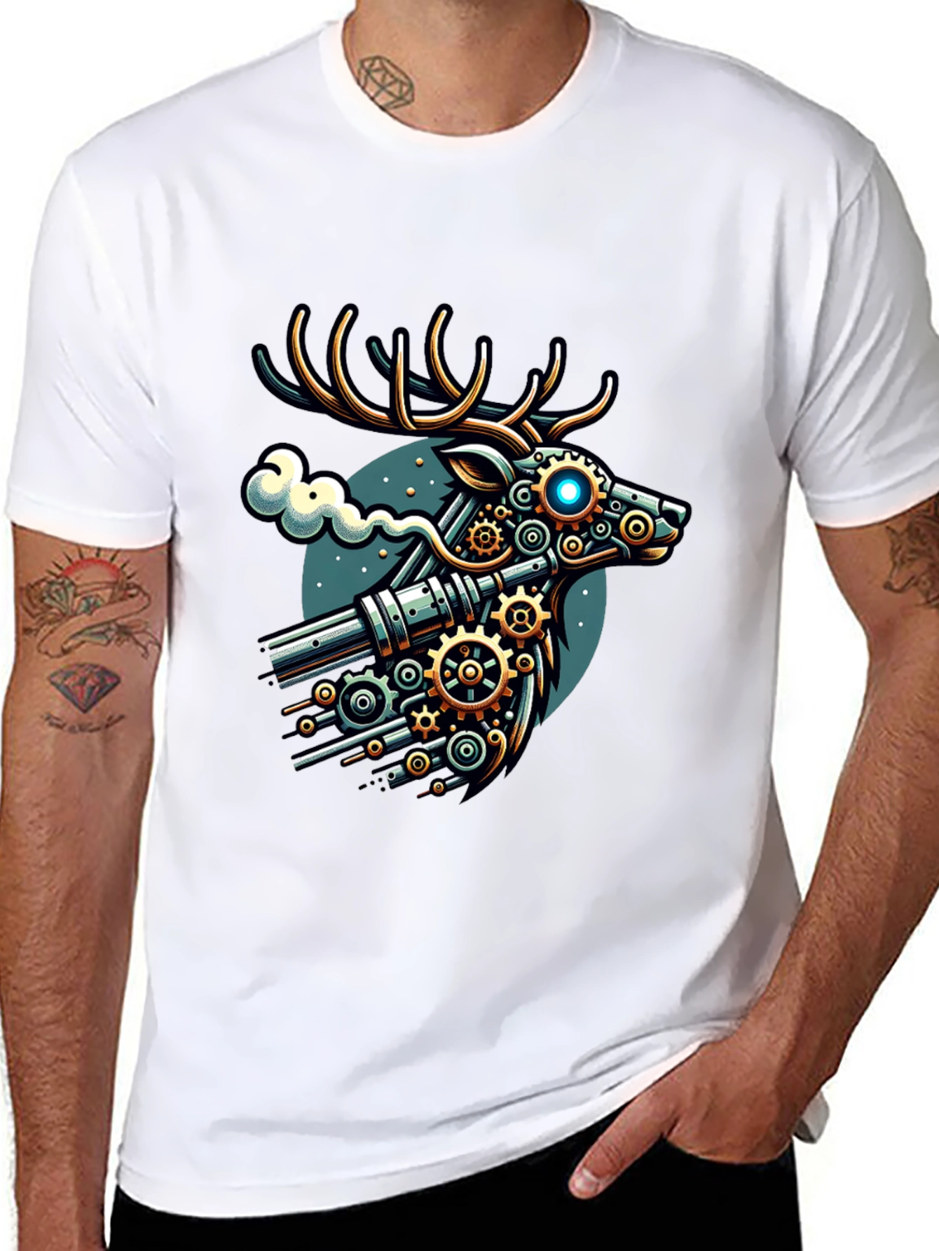 Steampunk Deer Graphic T-Shirt