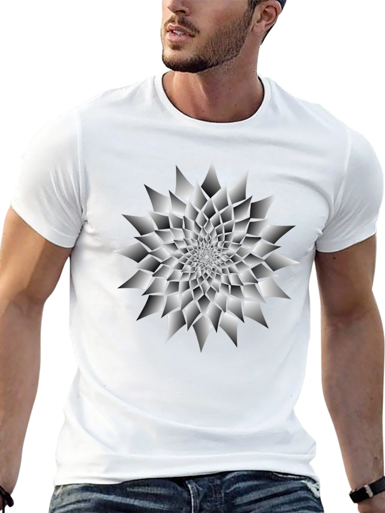 Abstract Geometric Design Black T-Shirt