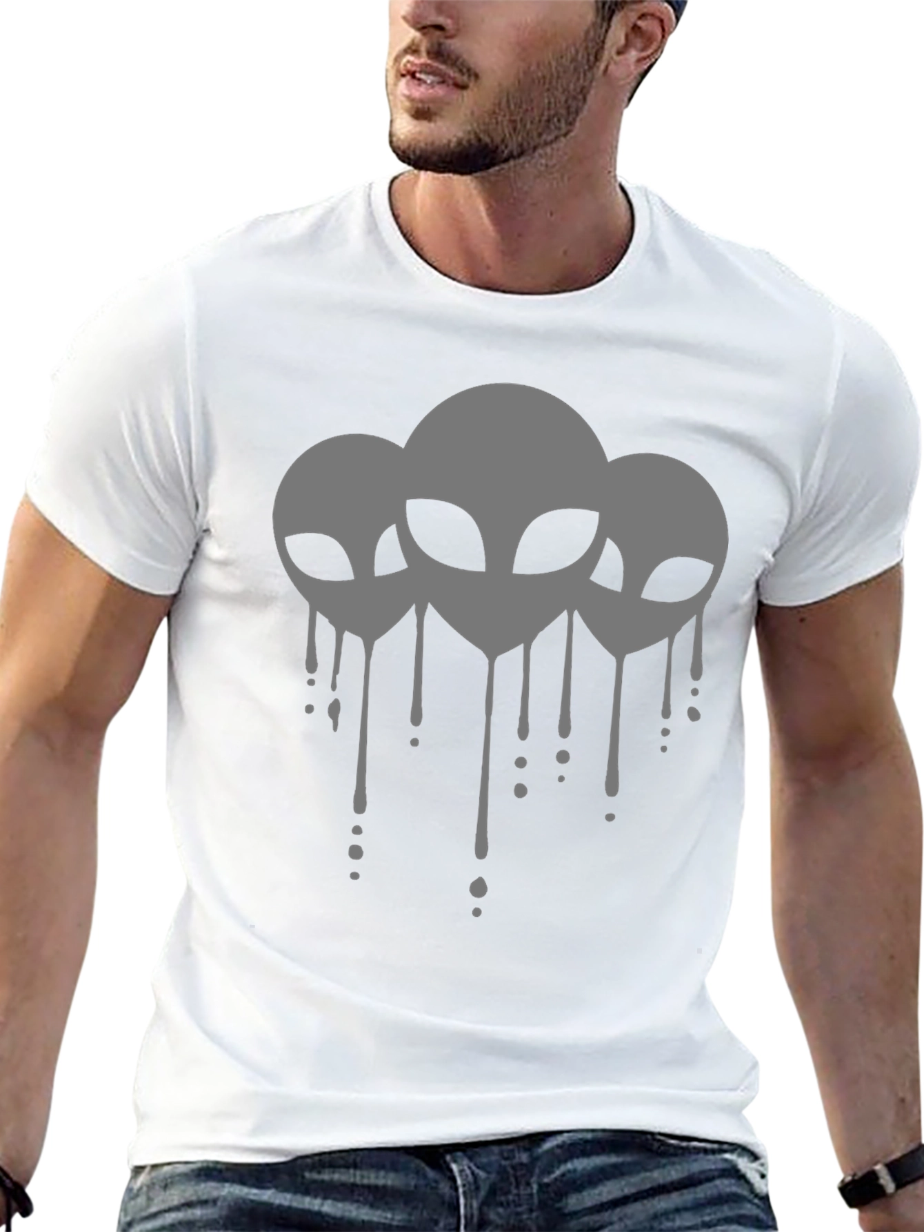 Alien Drip Graphic Tee - Black Crew Neck T-Shirt