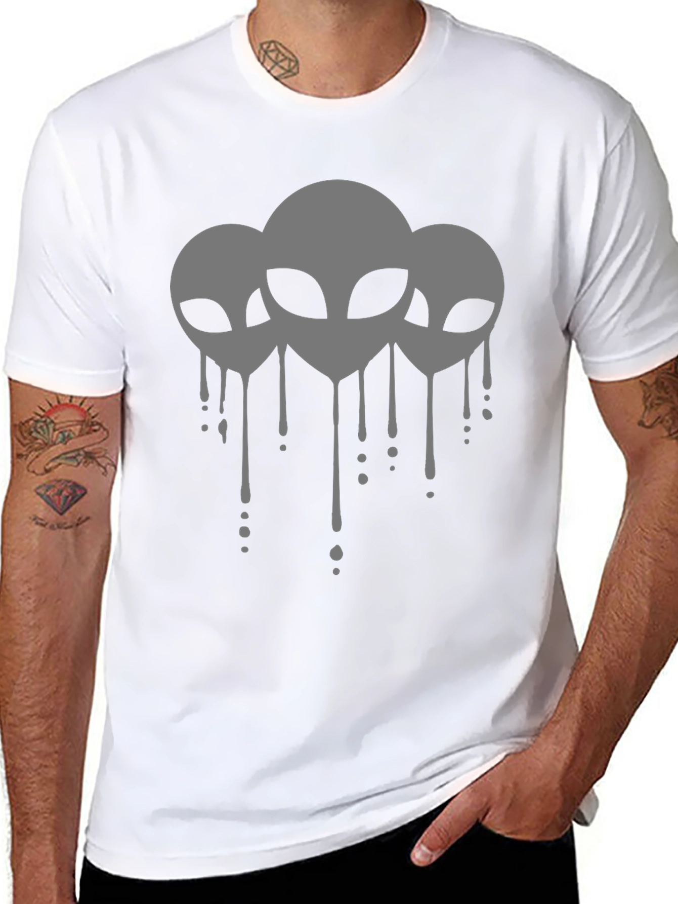 Alien Drip Graphic Tee - Black Crew Neck T-Shirt