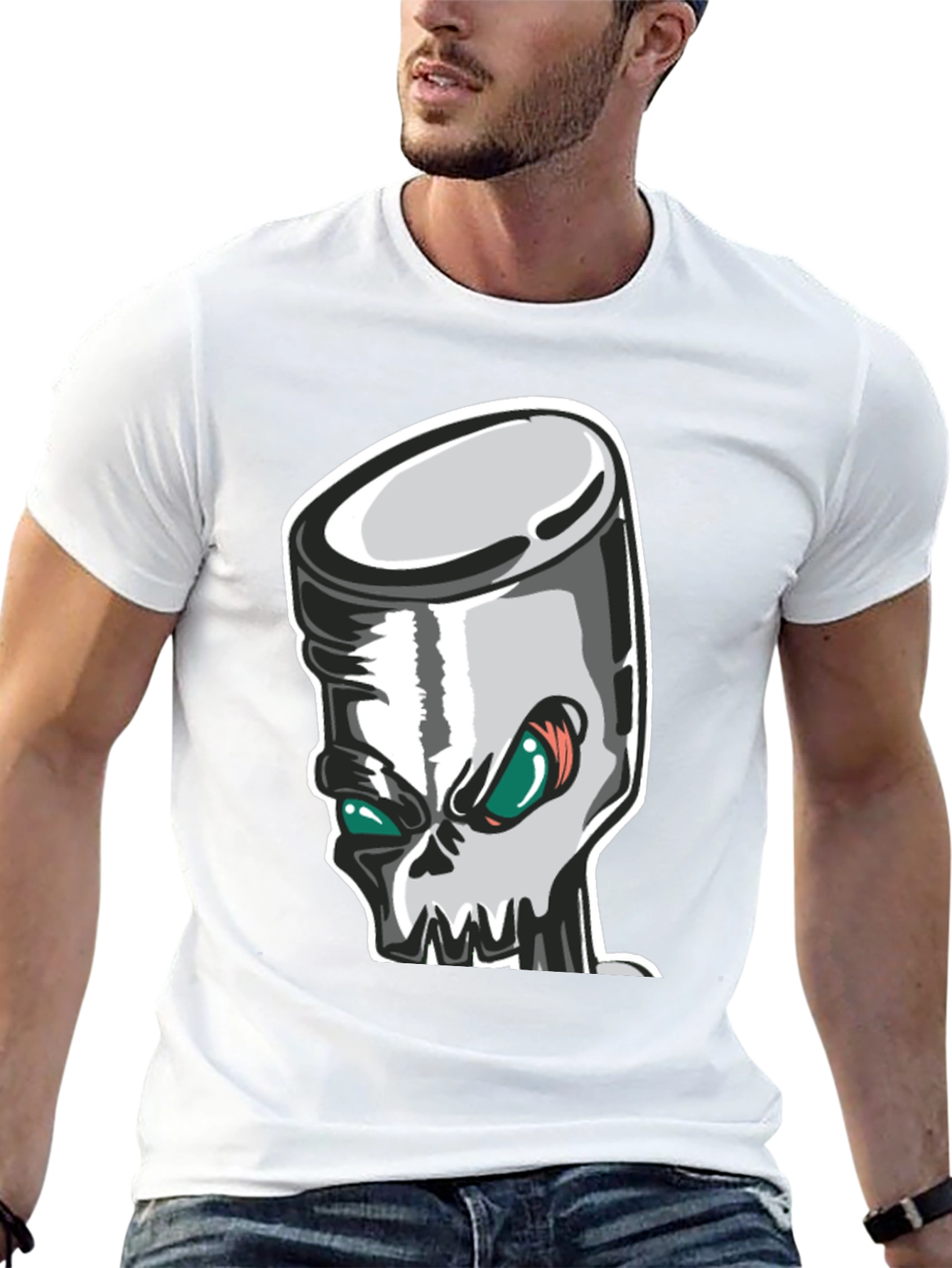 Skull Piston Graphic Tee - Black Cotton T-Shirt