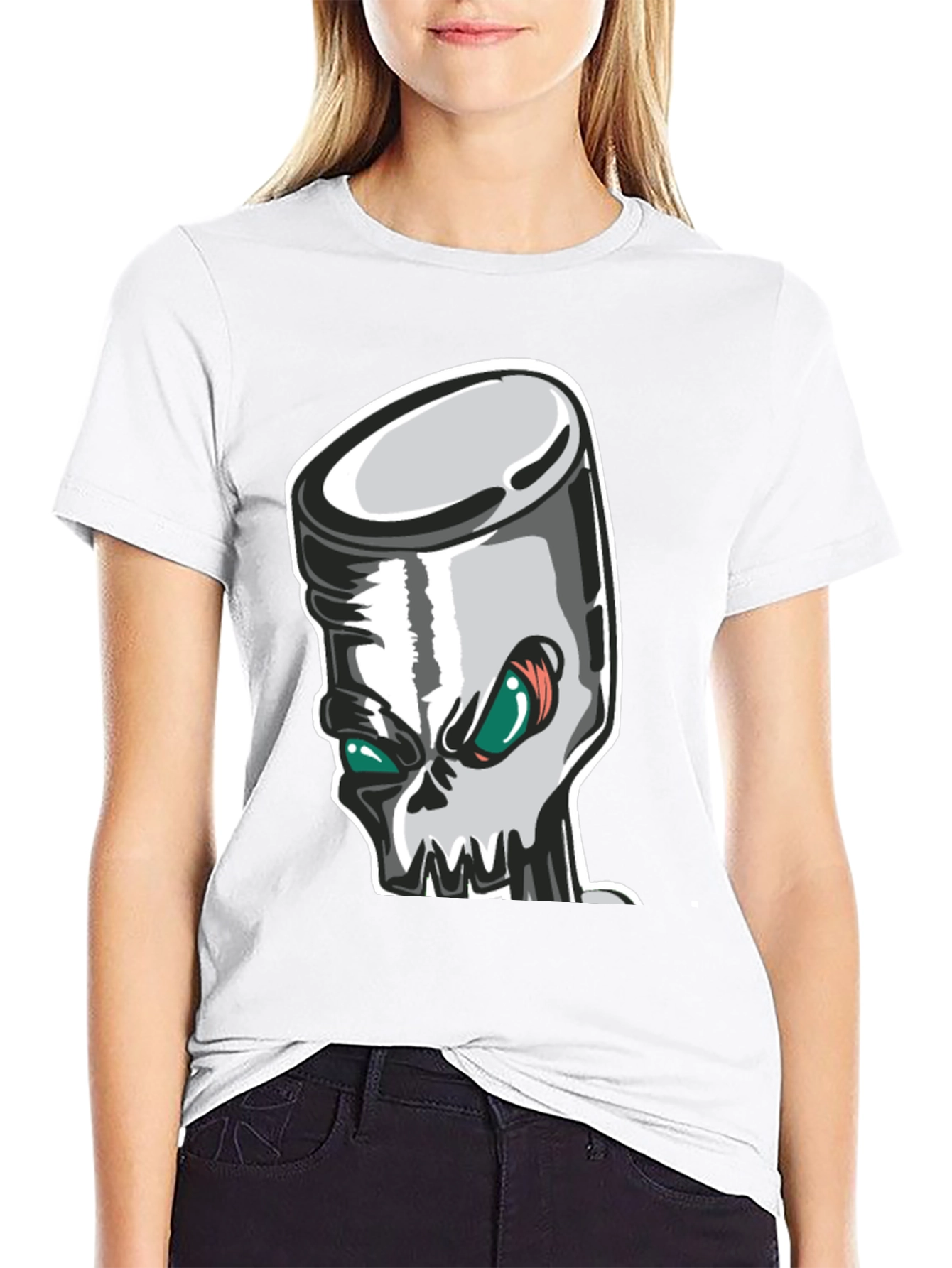 Skull Piston Graphic Tee - Black Cotton T-Shirt