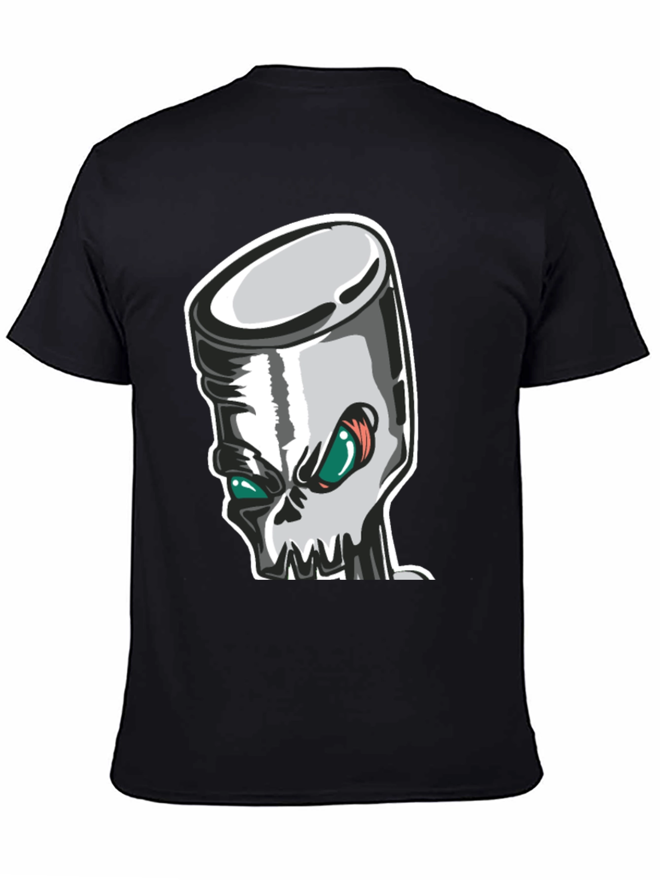 Skull Piston Graphic Tee - Black Cotton T-Shirt
