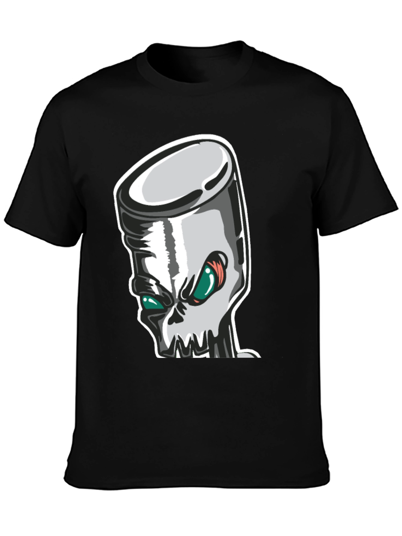 Skull Piston Graphic Tee - Black Cotton T-Shirt