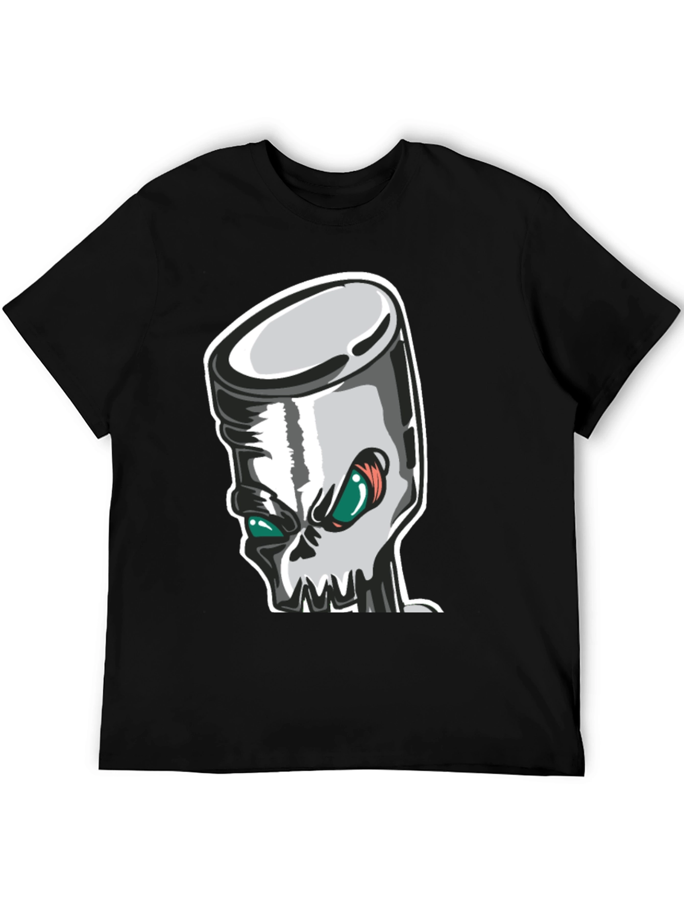 Skull Piston Graphic Tee - Black Cotton T-Shirt