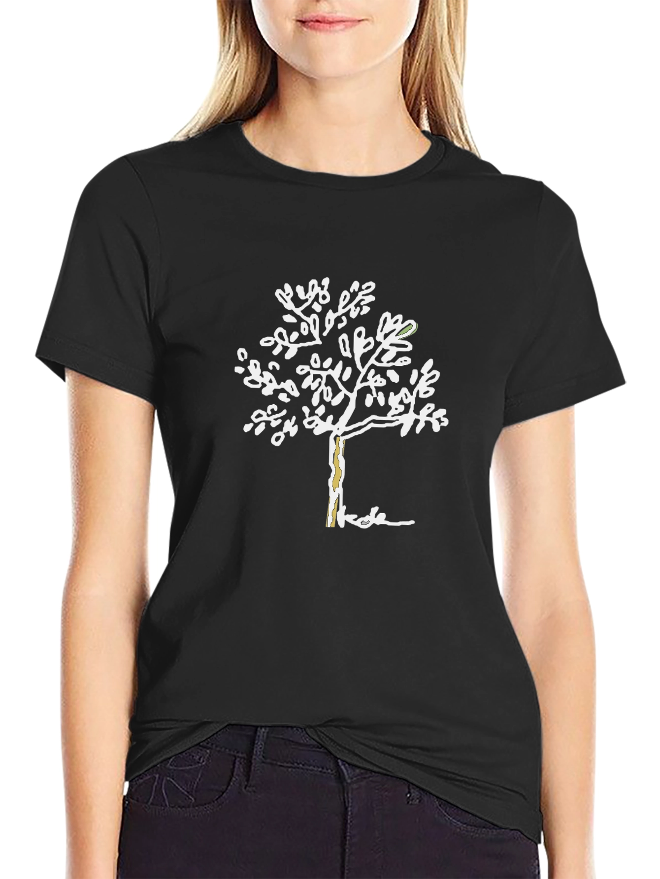 Unique Tree Graphic Black T-Shirt