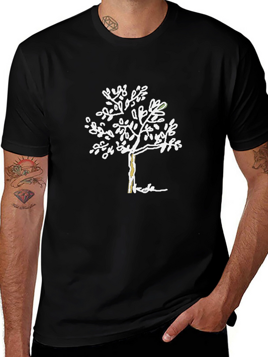 Unique Tree Graphic Black T-Shirt