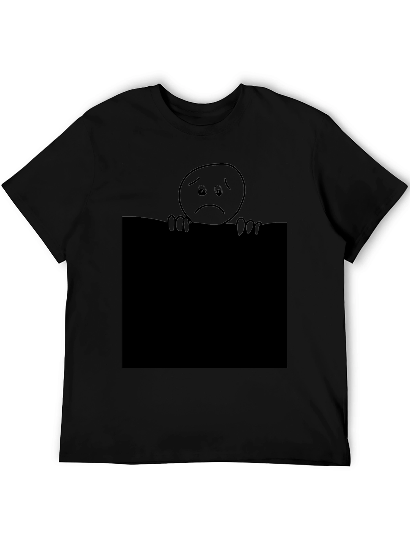 Sad Face Graphic T-Shirt - Black Crew Neck